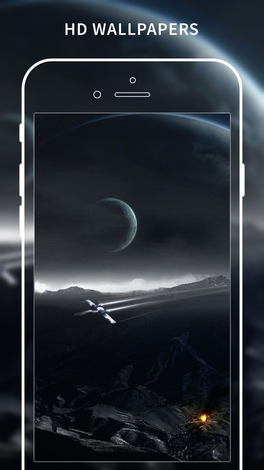 Astronave su paesaggio lunare, 900x1600 Verticale, Telefono