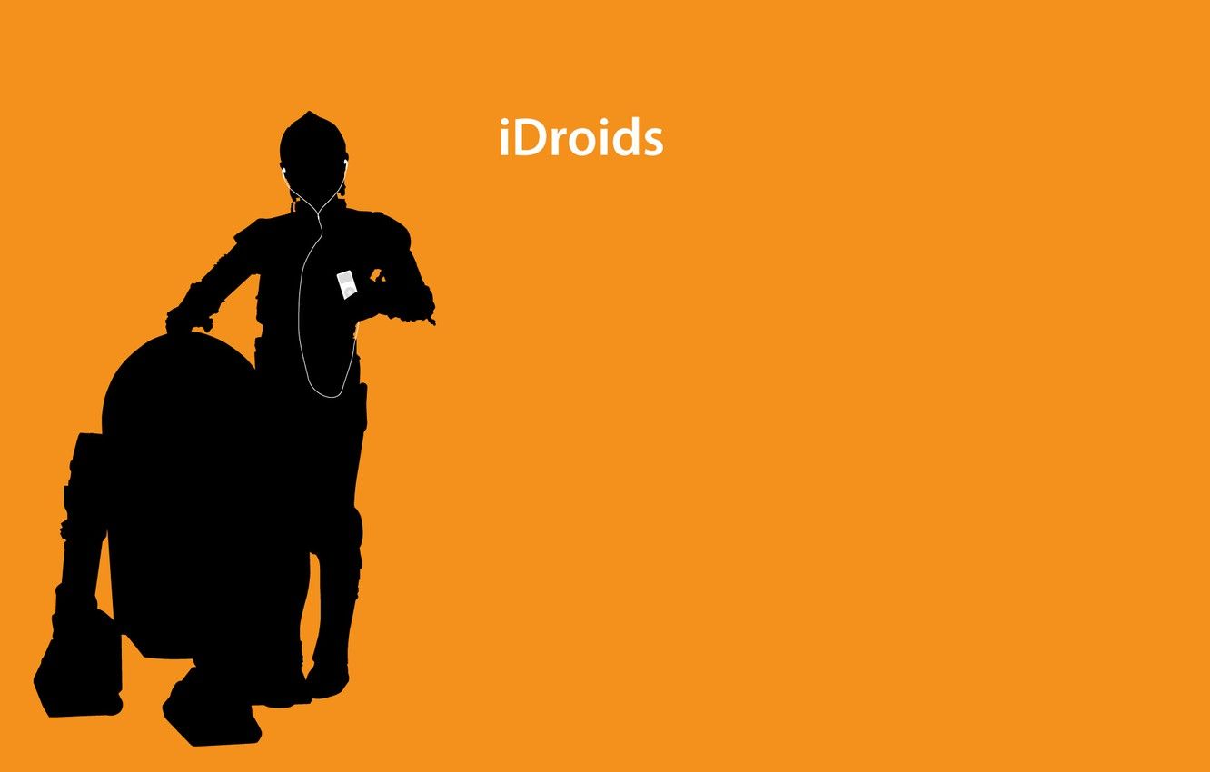 Silhouette droidi Star Wars, arancione, 1332x850 720p, PC