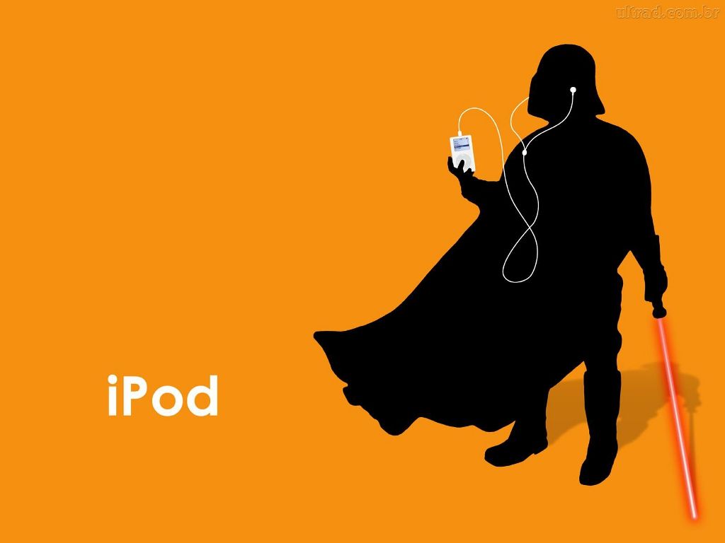 Darth Vader silhouette con iPod, 1024x768 HD, Desktop