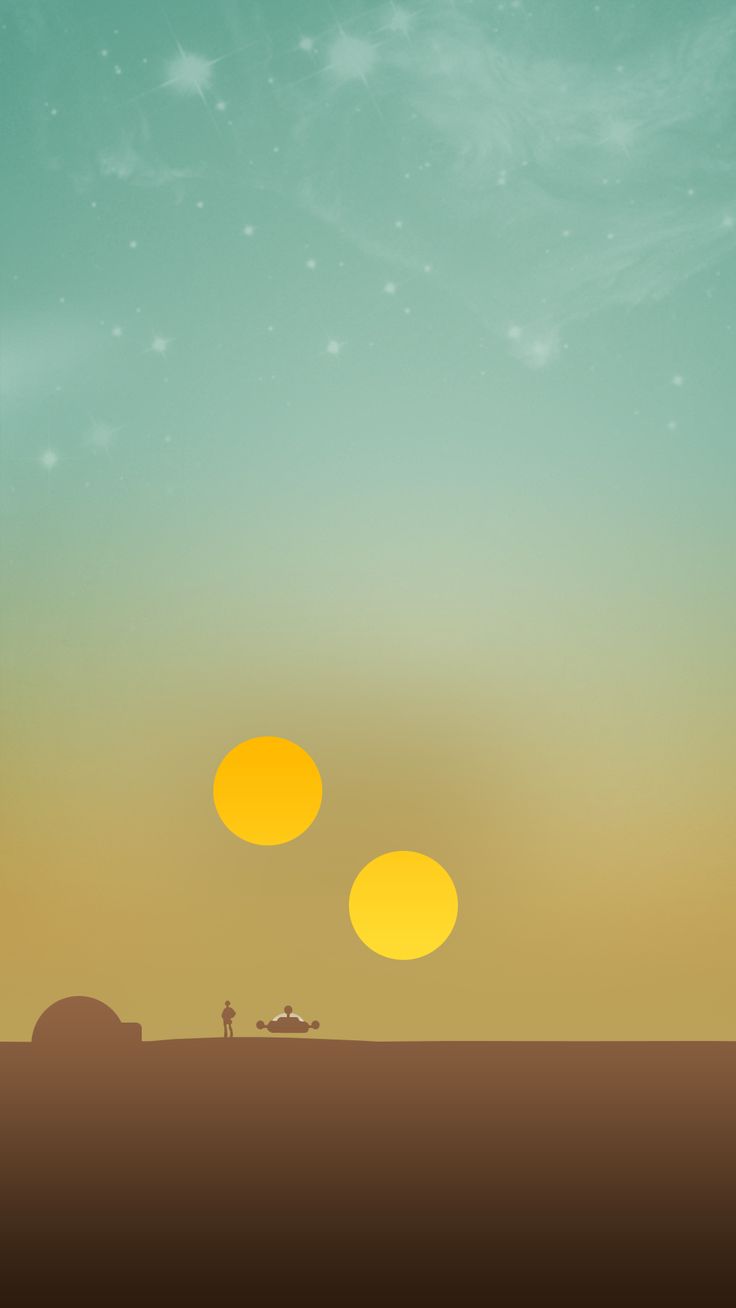 Tatooine minimalista due soli, 736x1308 Verticale, iPhone Air