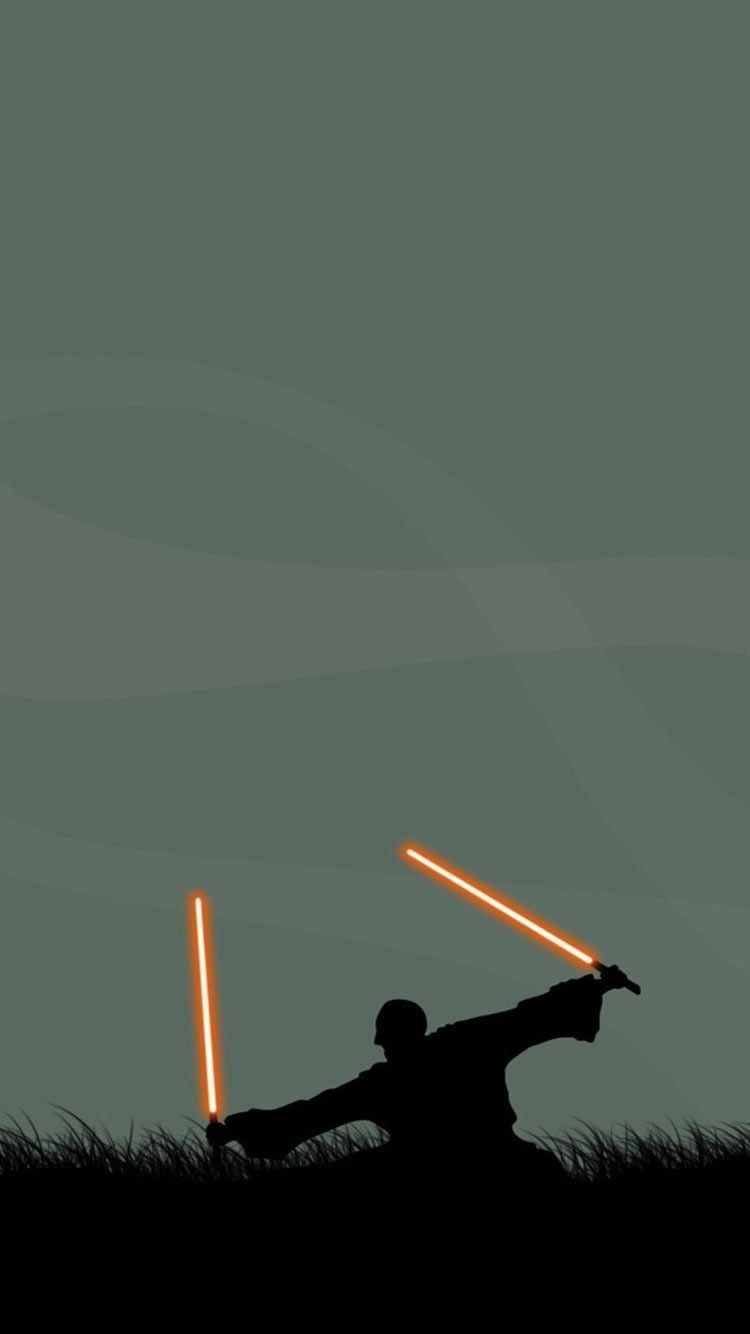 Silhouette Jedi con spade laser, 750x1334 Verticale, iPhone