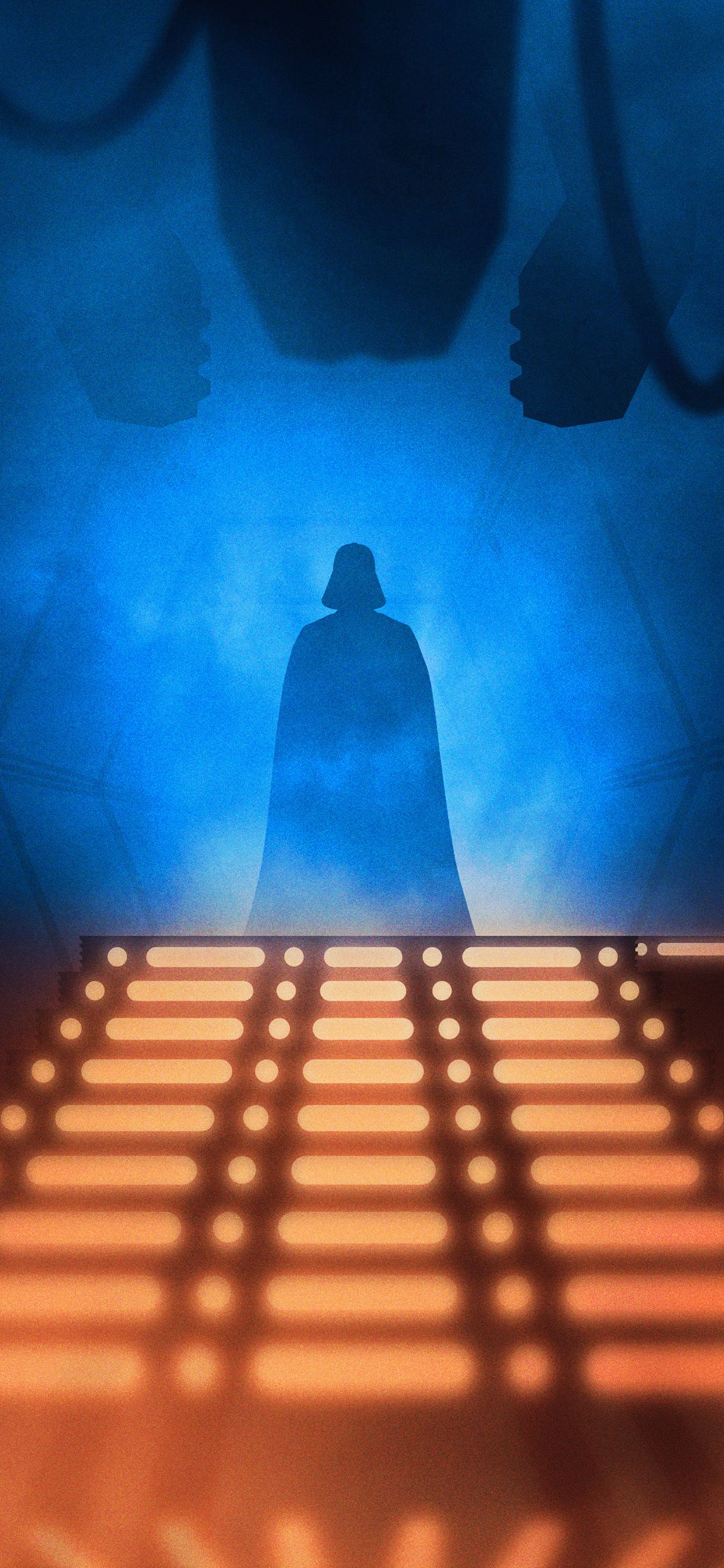 Darth Vader silhouette blu minimalista, 1242x2688 Full HD Verticale, iPhone Pro