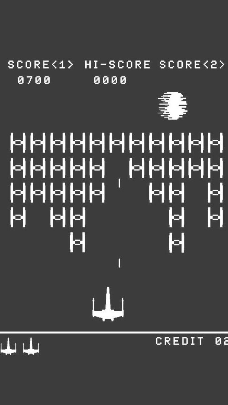 Space Invaders stile Star Wars, minimal, 750x1334 Verticale, iPhone Plus