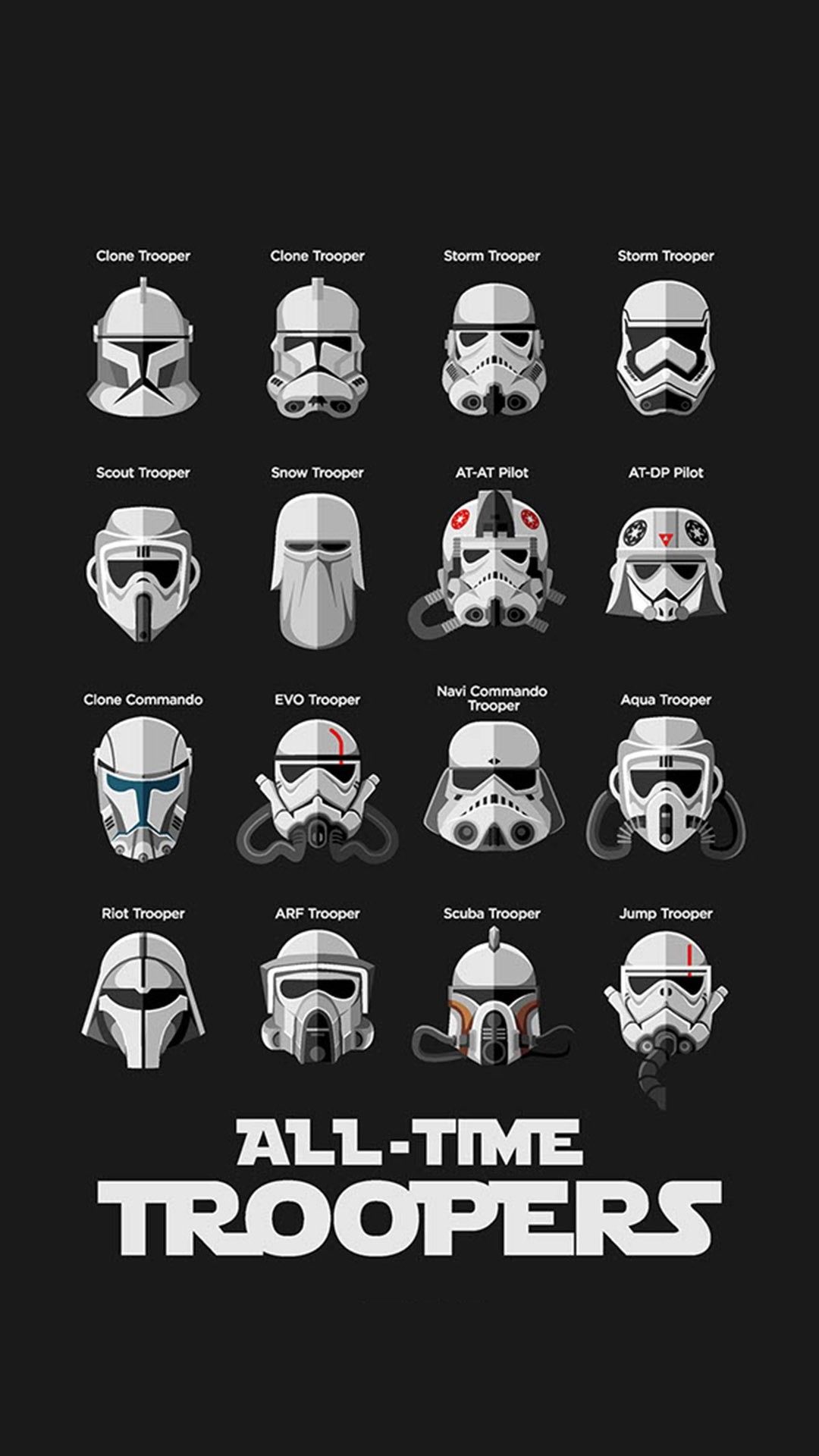 Caschi truppe Star Wars minimalisti, 1080x1920 Full HD Verticale, iPhone Plus