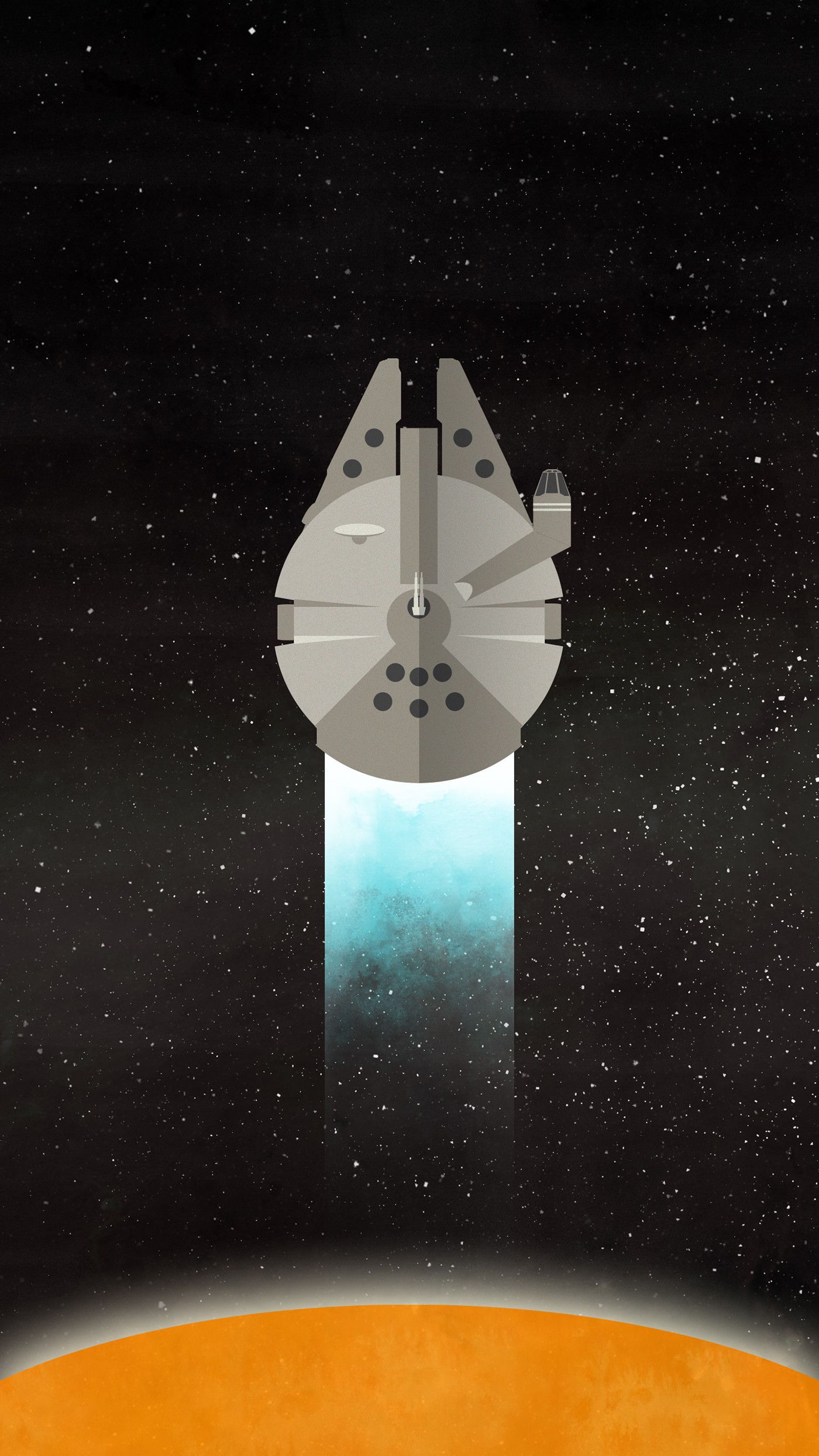 Millennium Falcon minimalista spazio, 1400x2489 Verticale, iPhone Pro