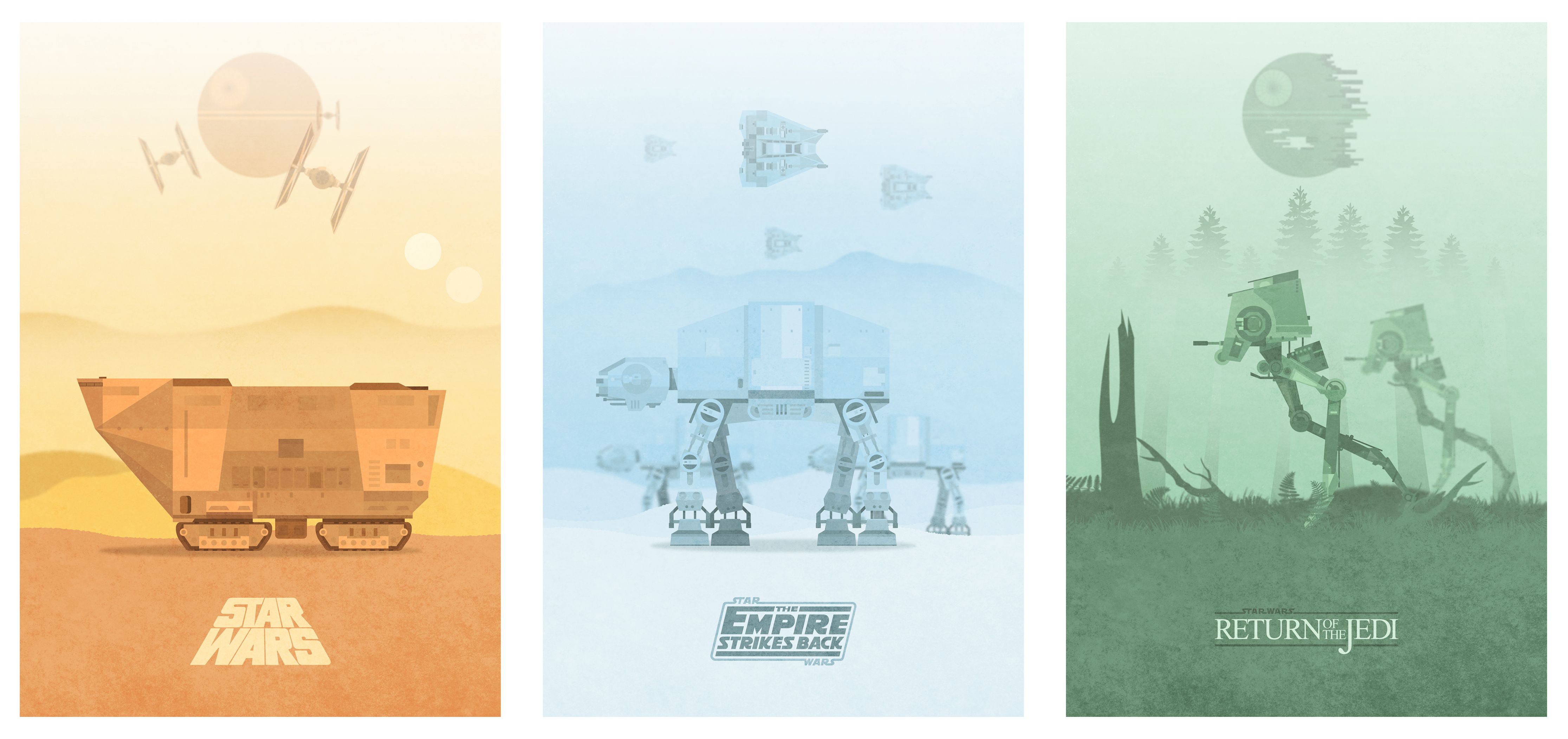 Poster minimalisti Star Wars trilogia, 4462x2104 4K Ultra HD, Monitor 4K