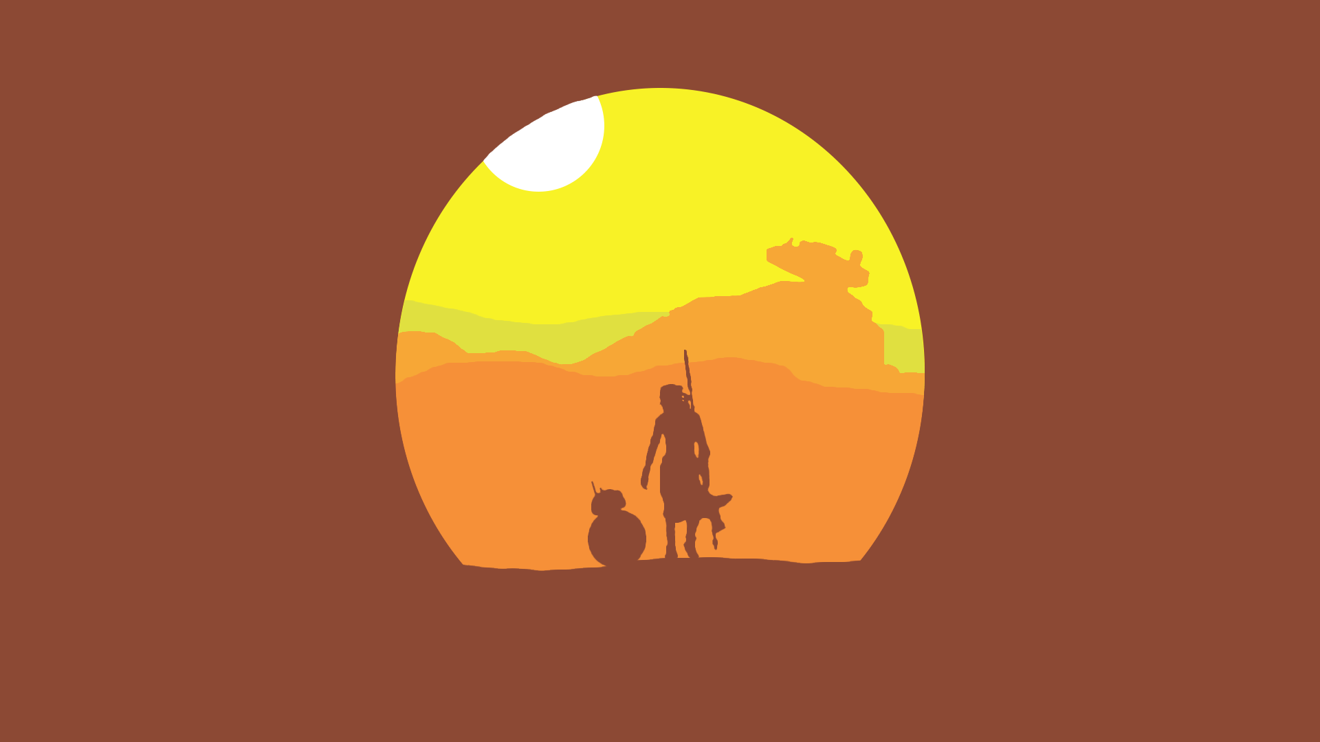 Rey e BB-8 minimalista, 1920x1080 1080p, PC