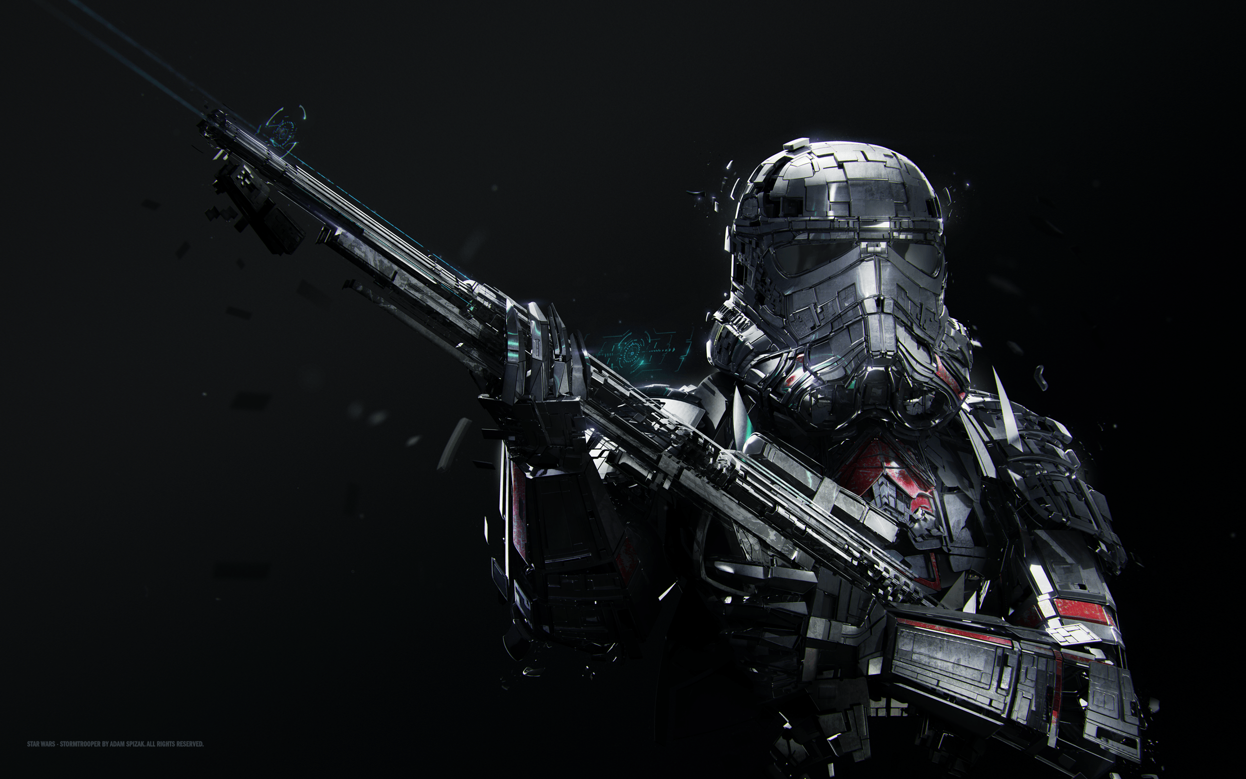 Stormtrooper con fucile, sfondo nero, 2560x1600 2K, PC