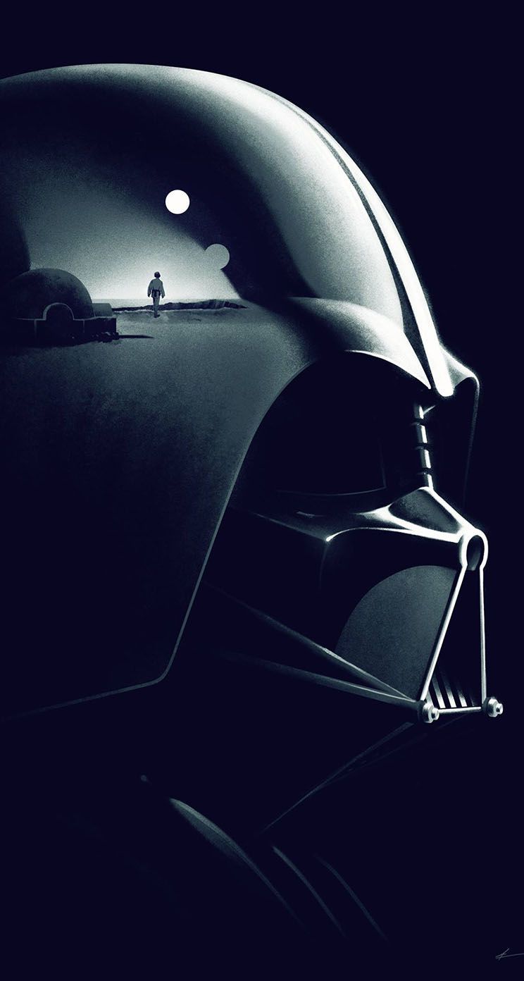 Casco Darth Vader paesaggio notturno, 744x1392 Verticale, iPhone Plus