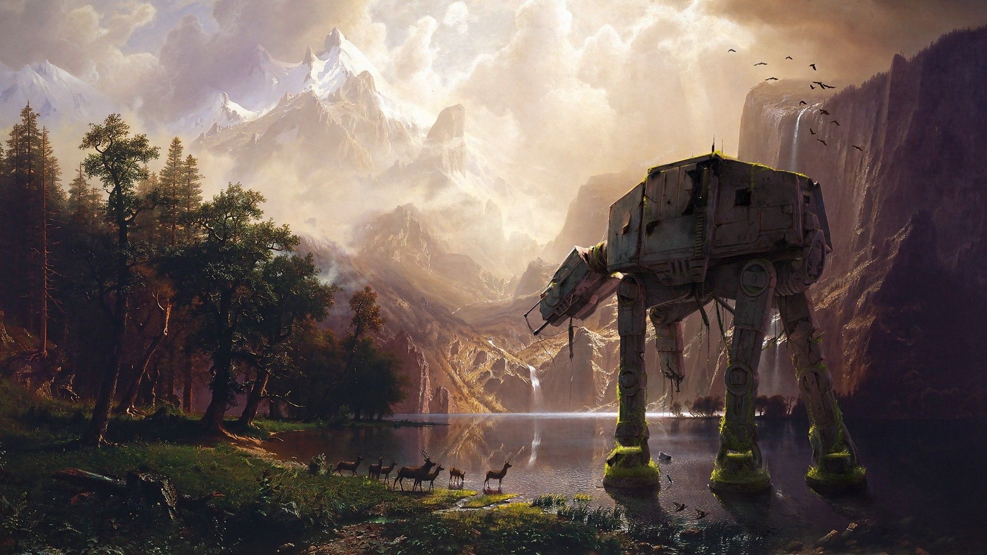 Paesaggio deserto astronavi Star Wars, saga fantascientifica, 2392x1080 Panoramico, Dual Screen