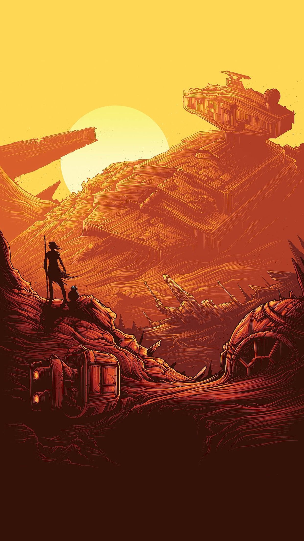 Paesaggio deserto Star Wars arancione, saga fantascientifica, 1242x2208 Verticale, iPhone Pro