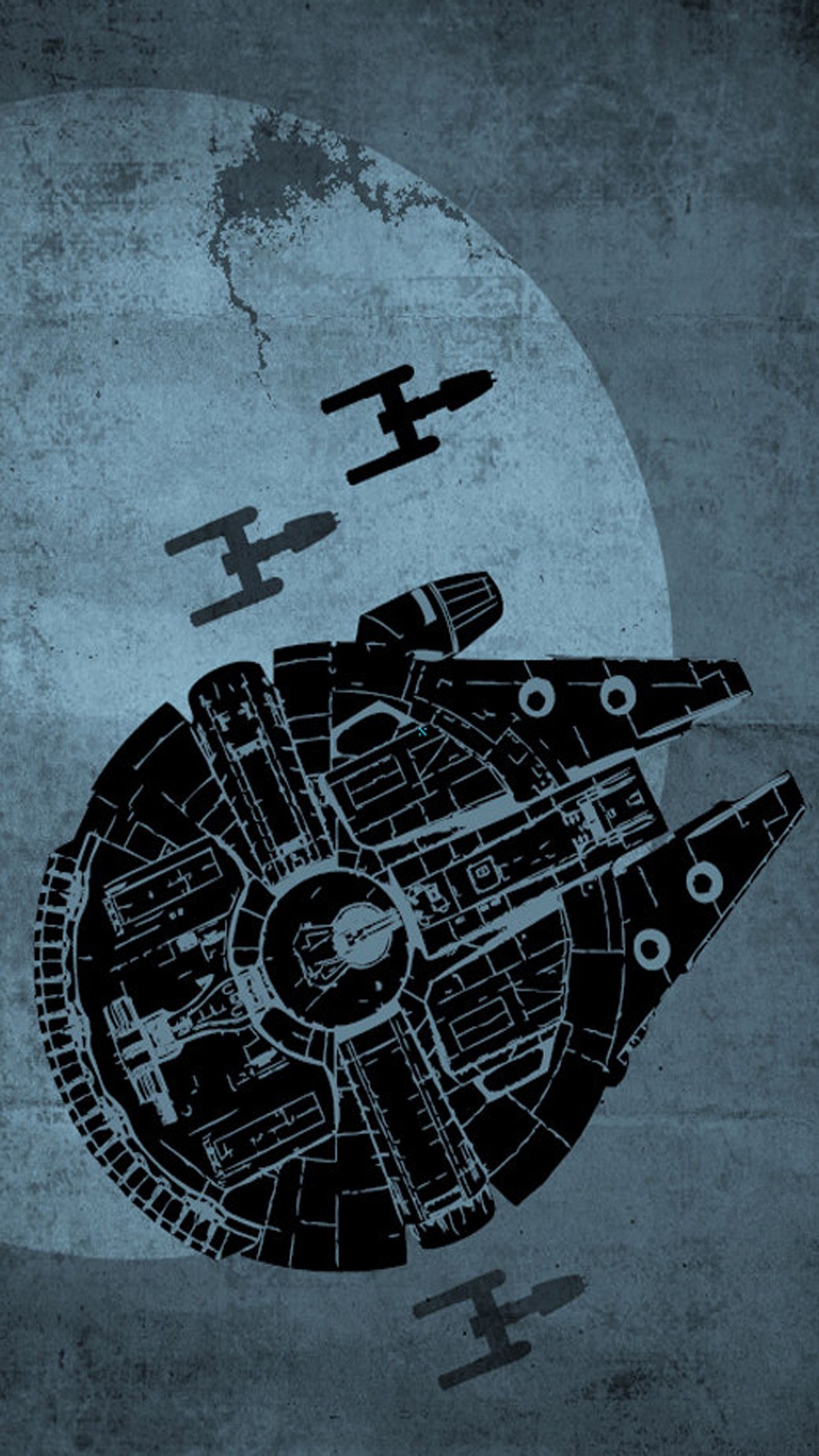 Millennium Falcon Star Wars blu, saga fantascientifica, 1242x2208 Verticale, iPhone Plus