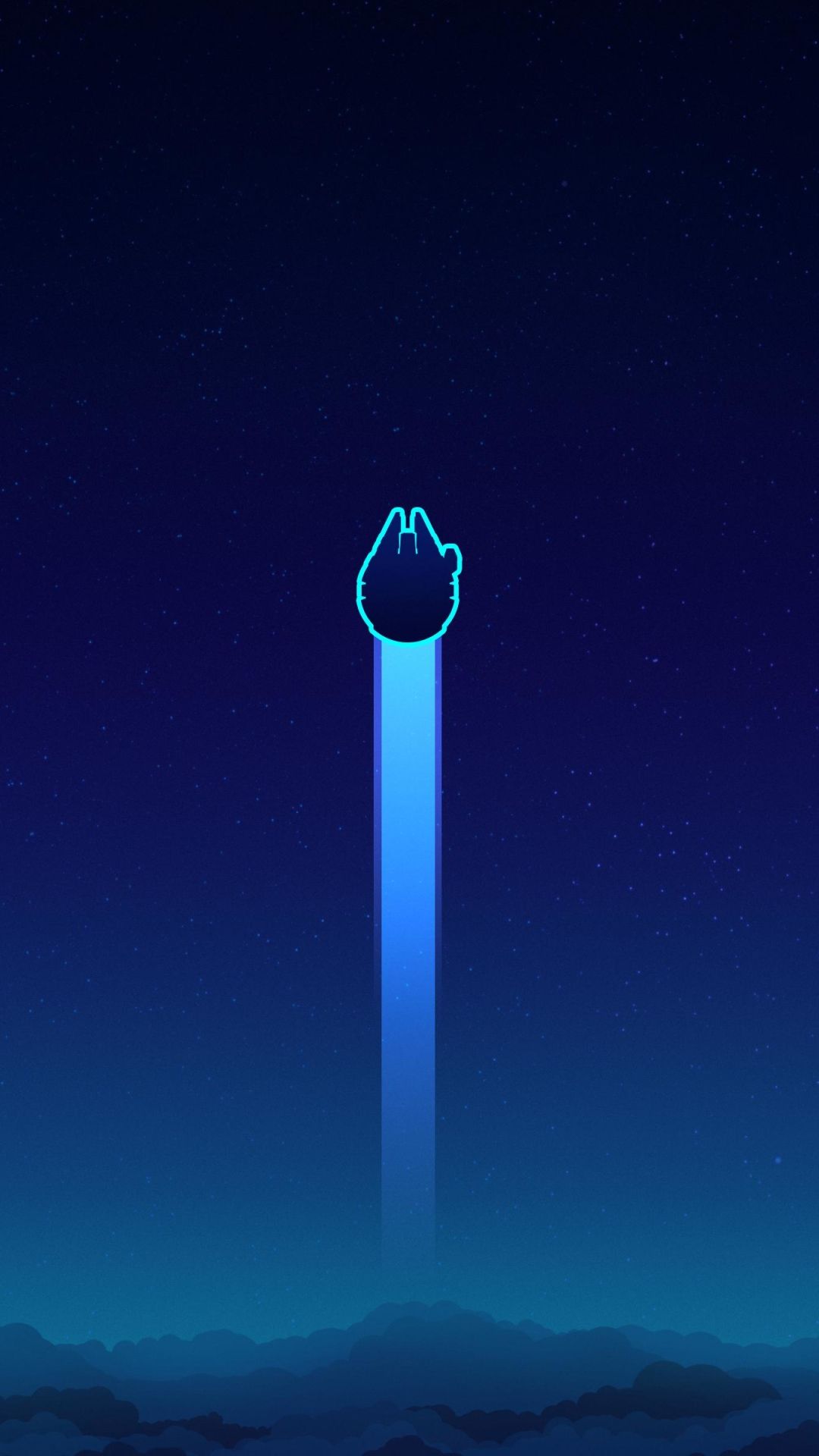Millennium Falcon icona blu, 1080x1920 Verticale, iPhone Pro Max