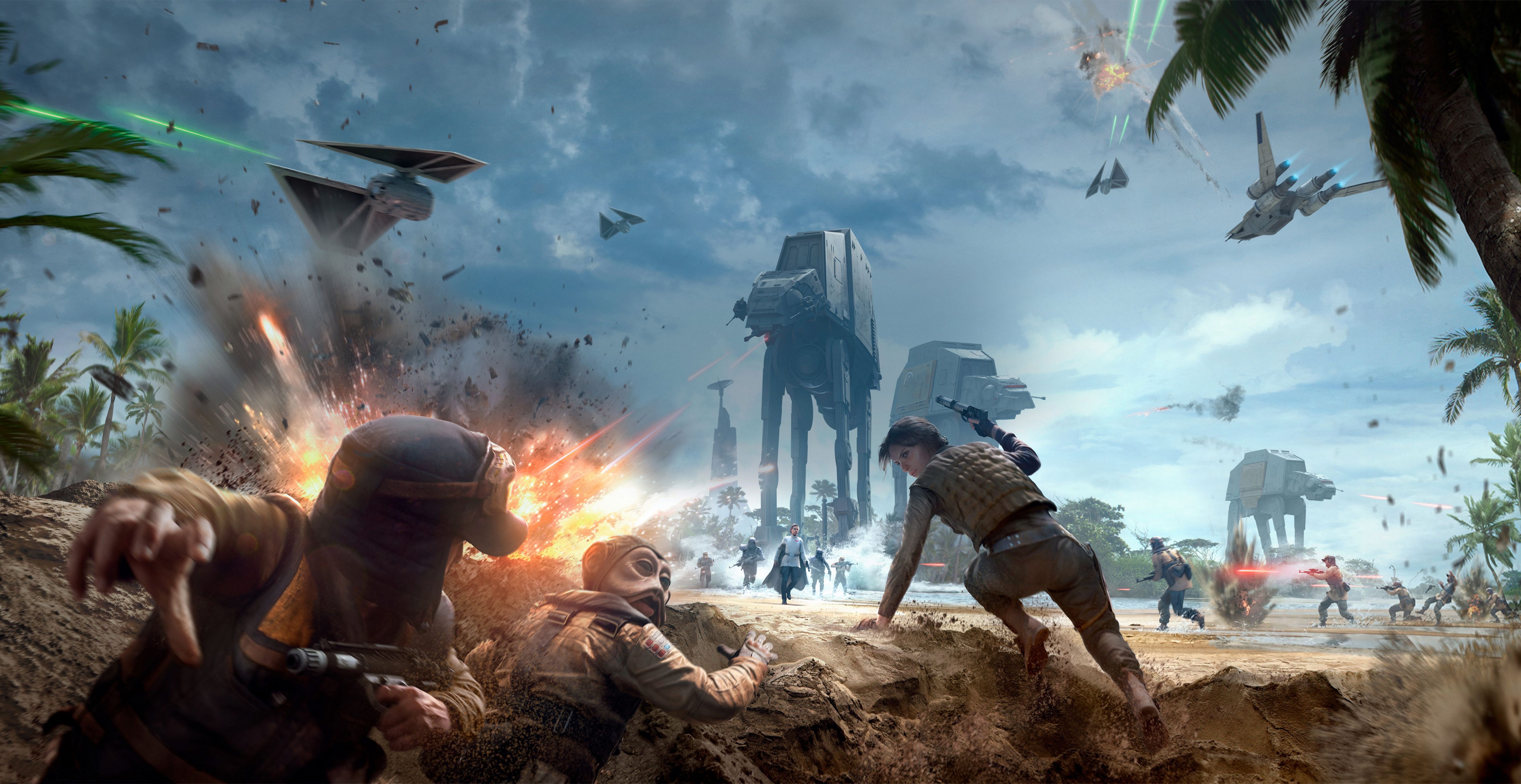 Battaglia Star Wars su Scarif, saga fantascientifica, 5336x2751 4K Ultra HD, Monitor 4K