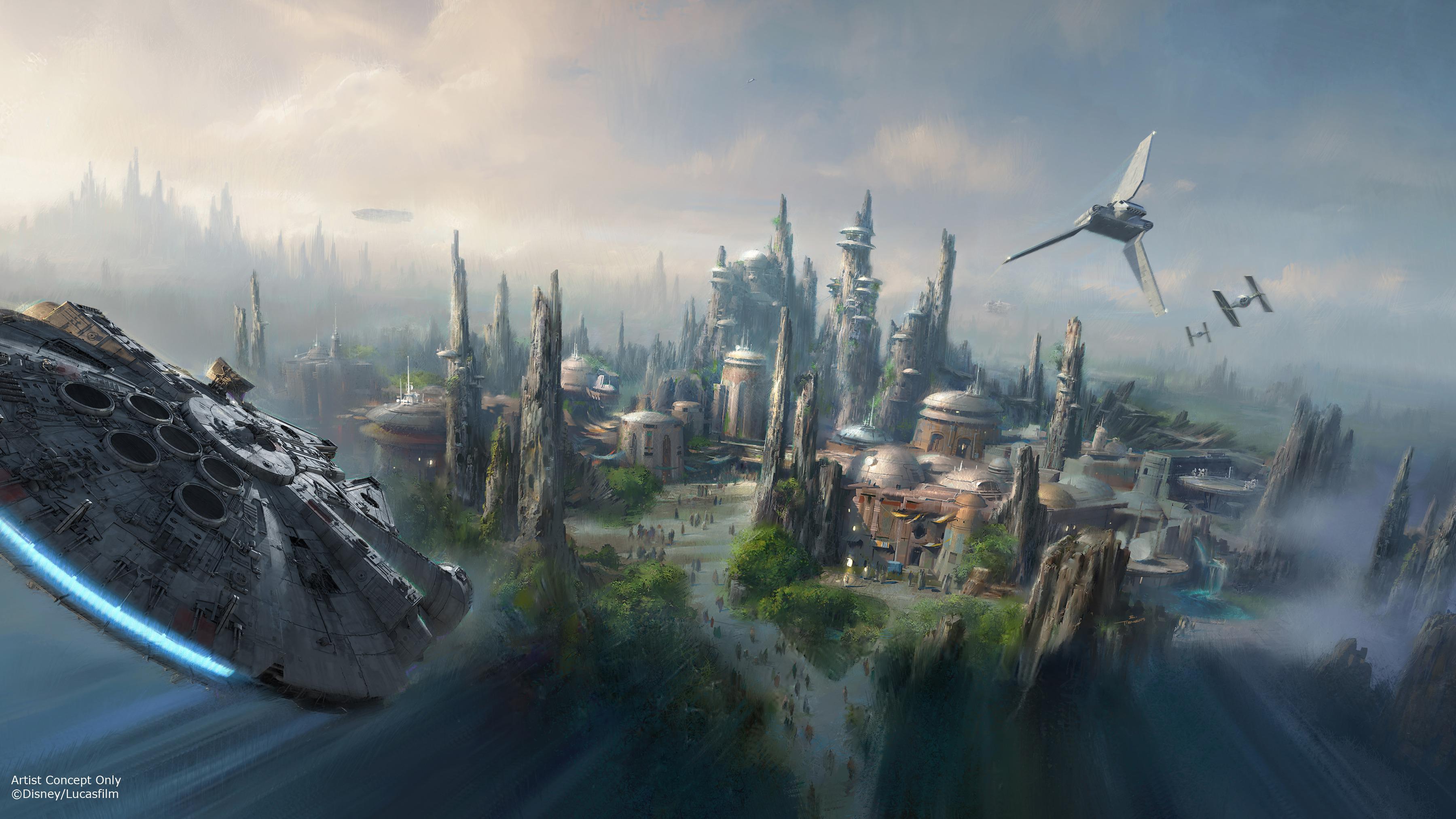 Città alieno con astronavi Star Wars, 3600x2025 2K+, Desktop