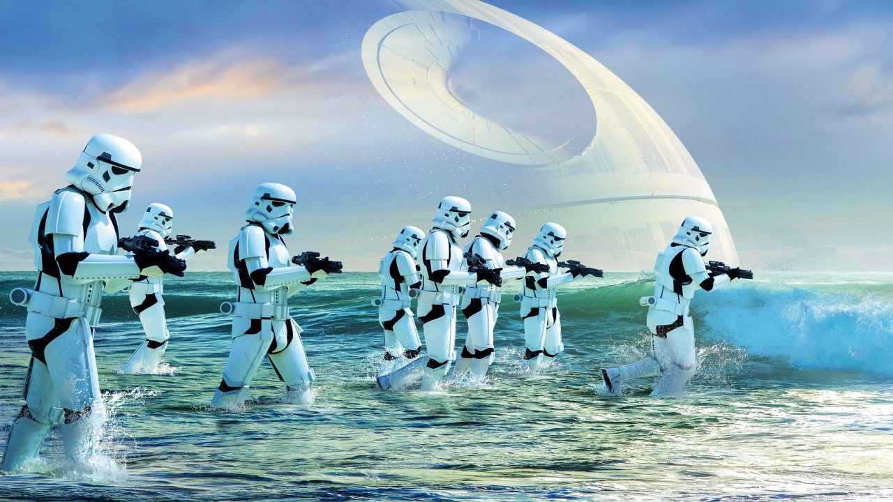 Stormtroopers su spiaggia, Rogue One, 1280x720 720p, Laptop