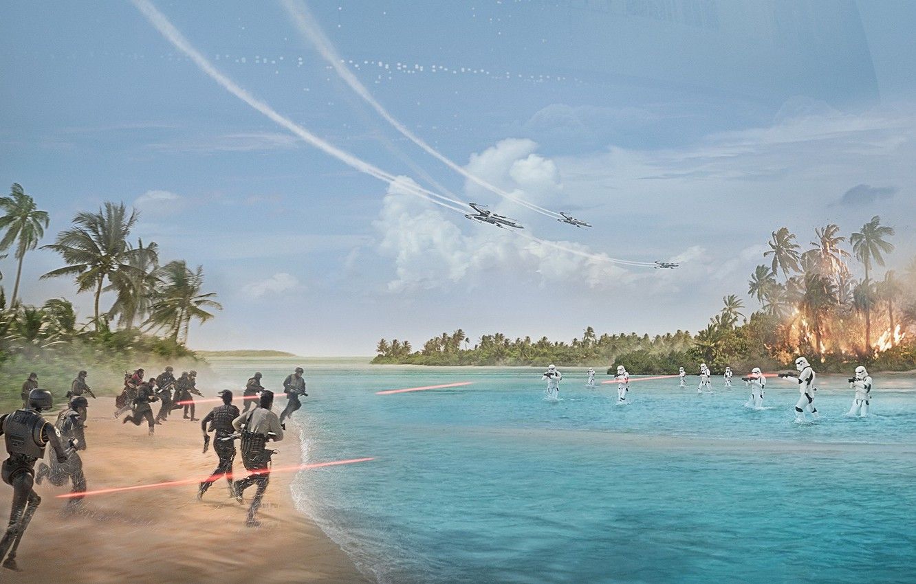 Battaglia spiaggia Star Wars Rogue One, 1332x850 HD, Notebook Gaming