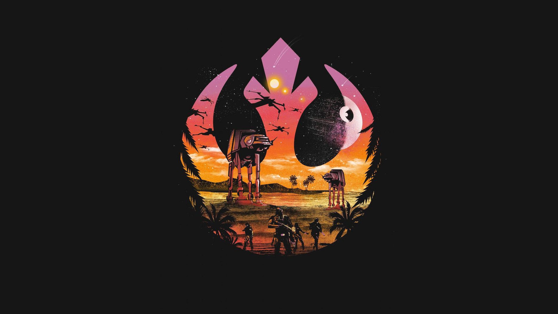 Simbolo Ribelle Star Wars tramonto, 1920x1080 1080p, PC
