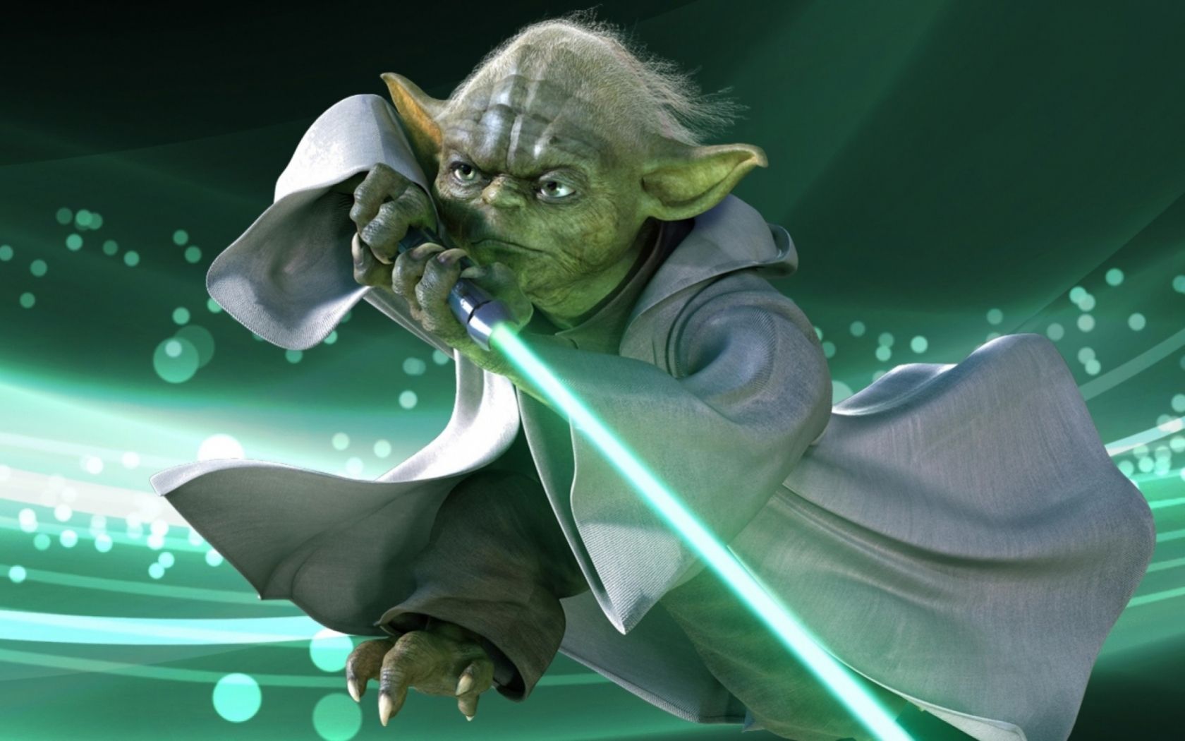 Yoda con spada laser verde, 1680x1050 HD Ready, PC