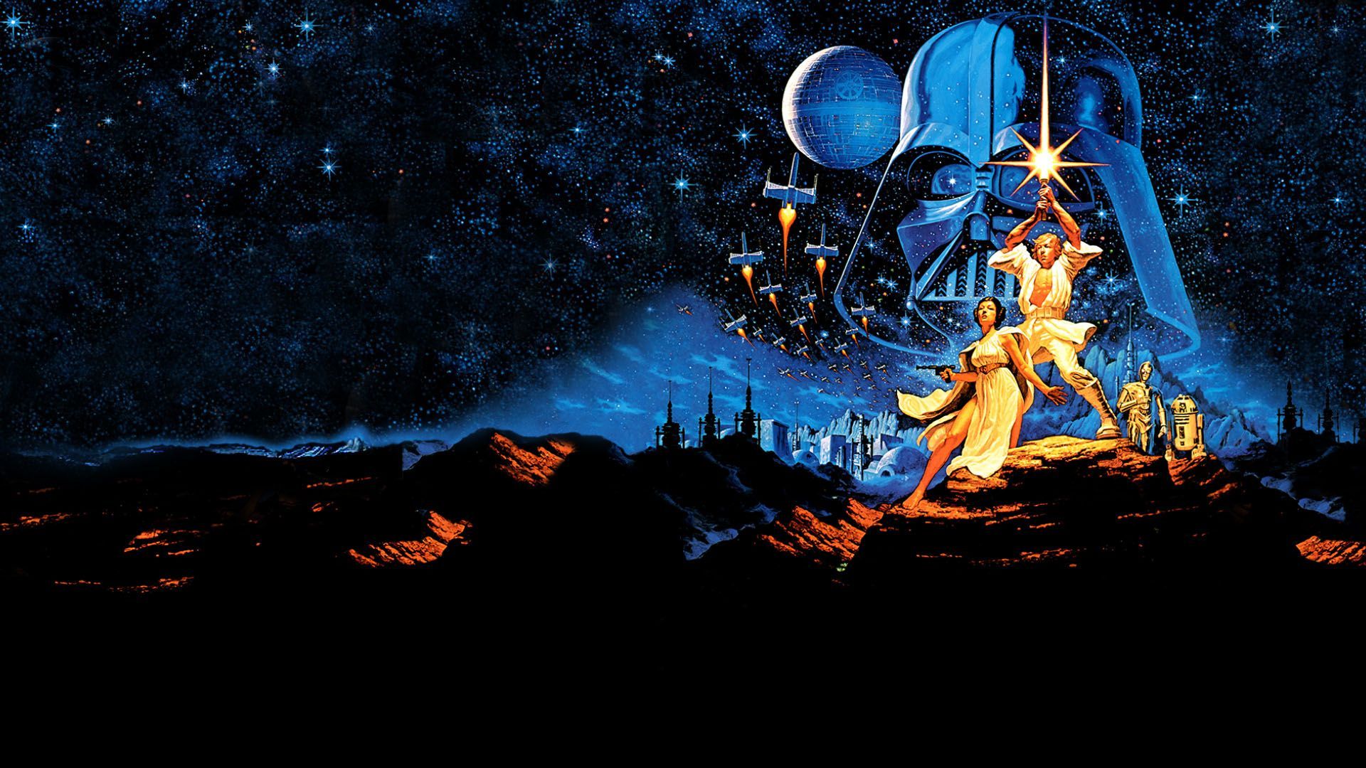 Poster Star Wars Guerre Stellari, 1920x1080 Full HD 1080p, Laptop