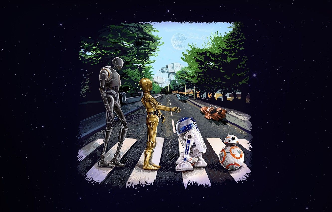 Droidi Star Wars Abbey Road parodia, 1332x850 HD, Desktop