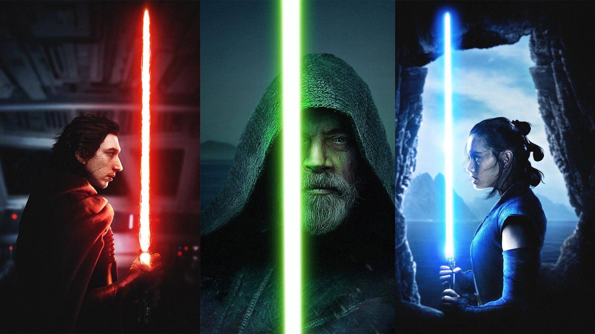 Kylo Ren, Luke Skywalker, Rey spade laser, 1920x1080 Full HD 1080p, PC Desktop