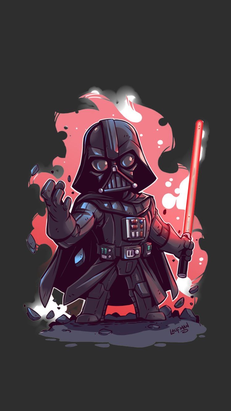 Darth Vader chibi con spada laser, 748x1330 Full HD Verticale, iPhone