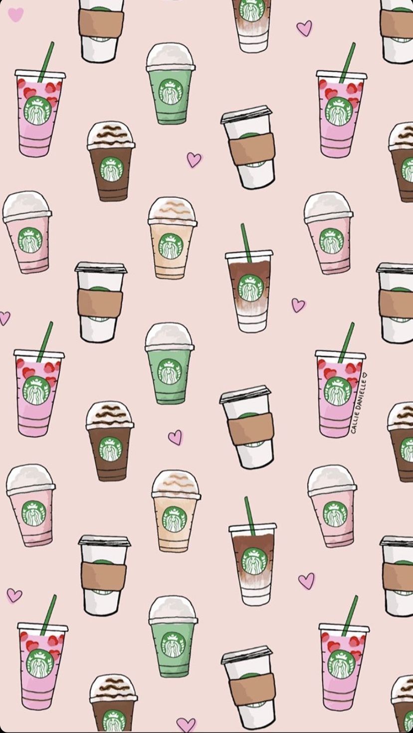 Bicchieri Starbucks cartoon rosa, 828x1468 Full HD Verticale, iPhone