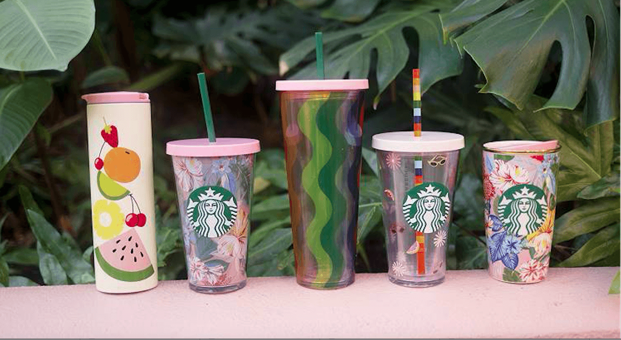 Bicchieri Starbucks colorati estivi, 1600x900 HD, Desktop
