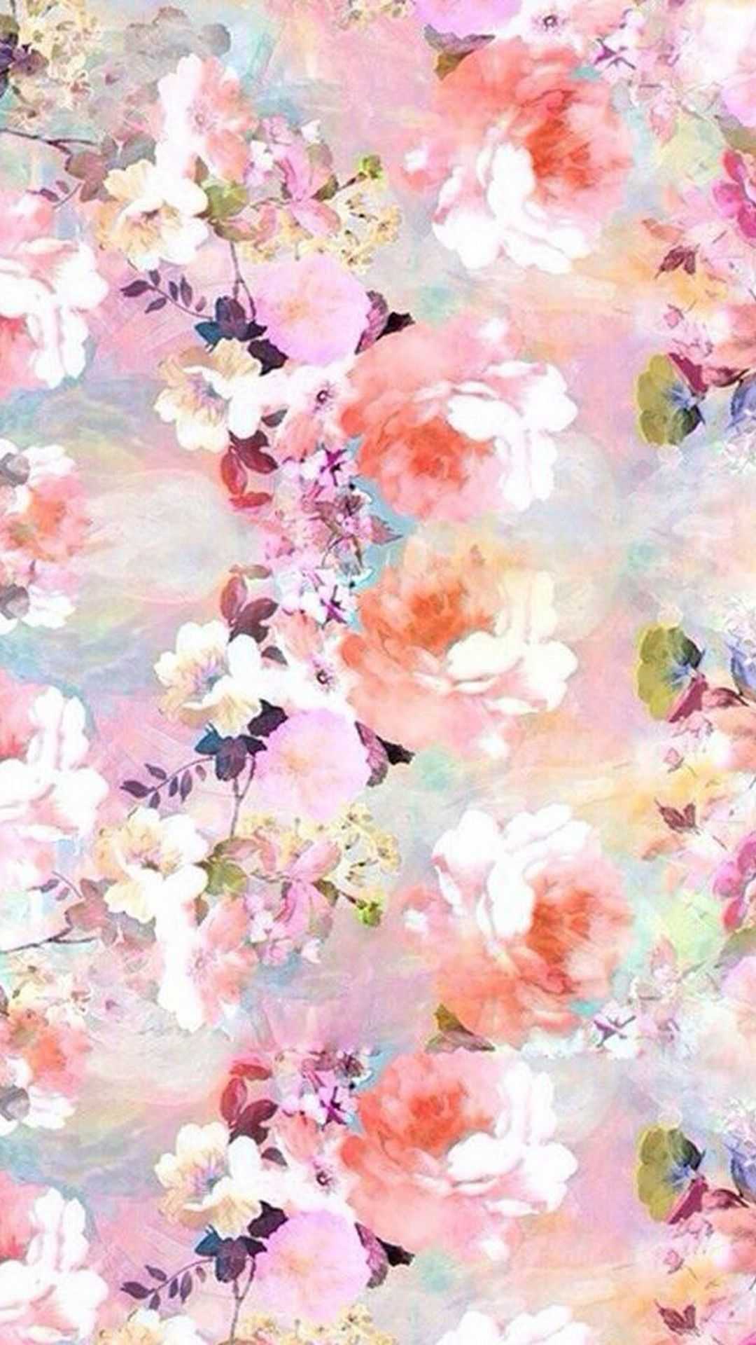 Fiori acquerello rosa pastello, 1080x1920 Full HD Verticale, iPhone Pro Max