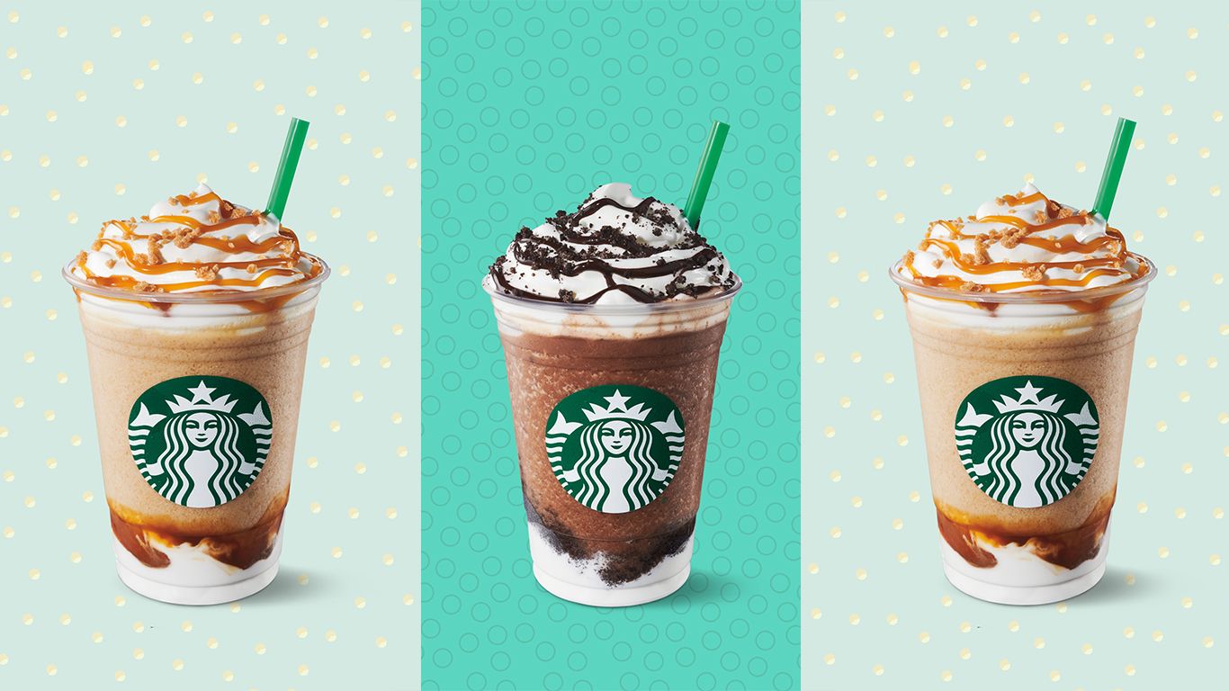 Tre bicchieri Frappuccino Starbucks, 1366x768 HD, Desktop