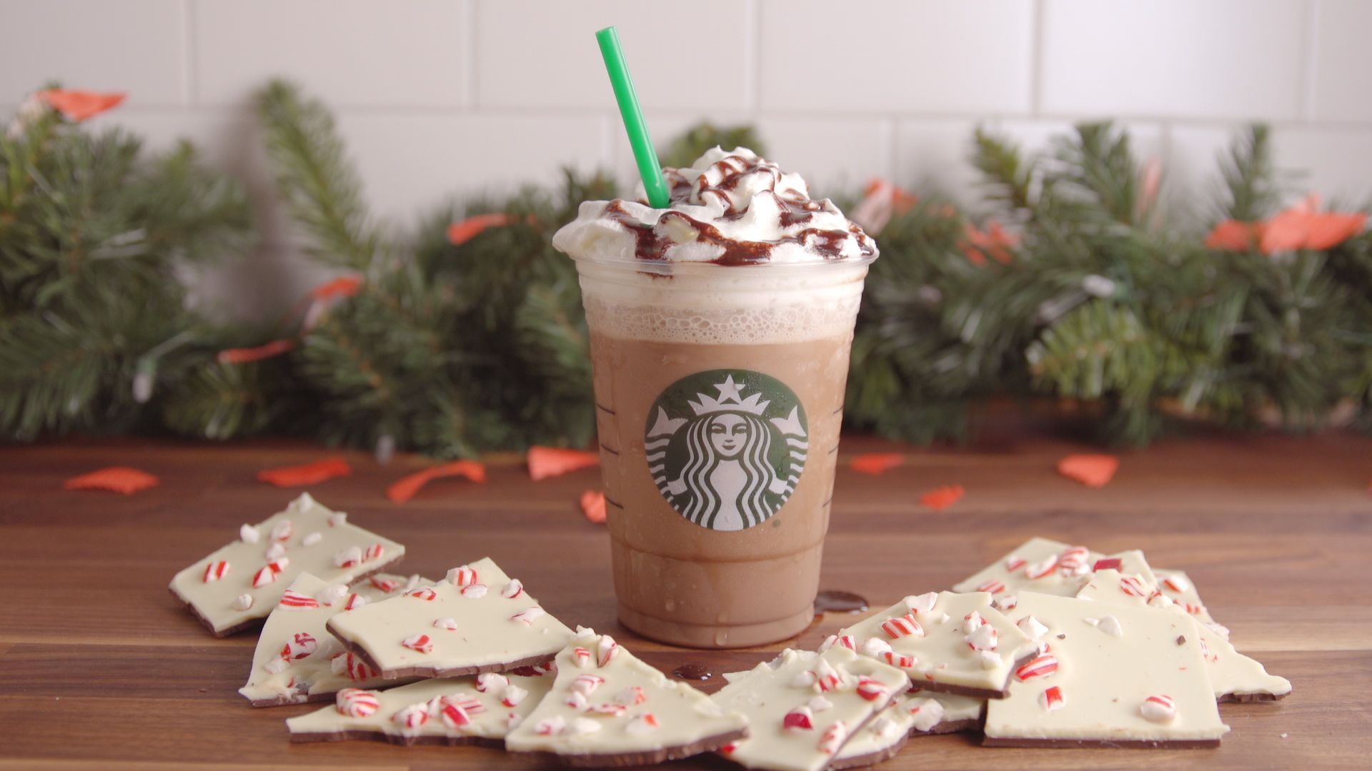 Frappuccino Starbucks peppermint bark, 1920x1080 Full HD, Desktop