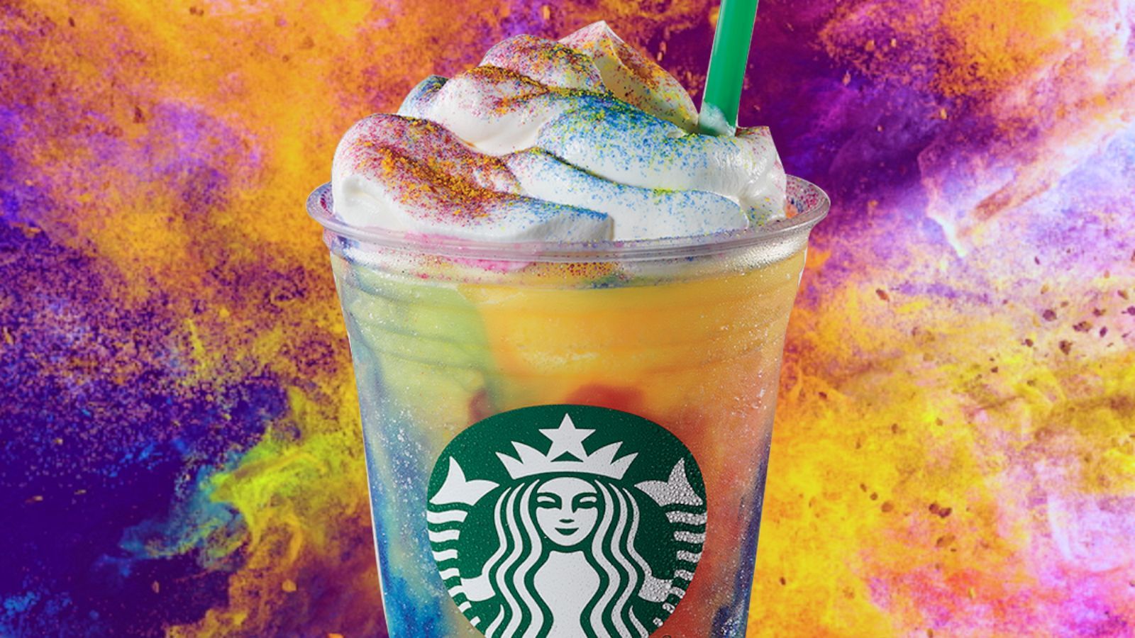 Frappuccino Starbucks tie-dye colorato, 1600x900 HD, Desktop