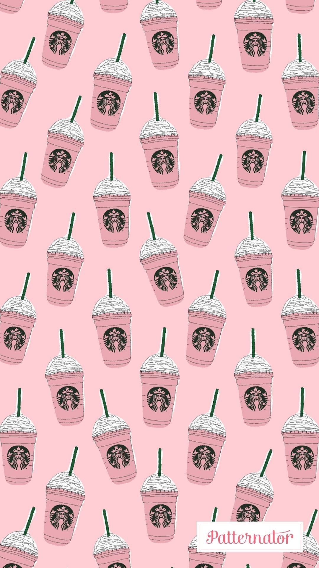Frappuccino Starbucks pattern rosa, 1080x1920 Full HD Verticale, iPhone