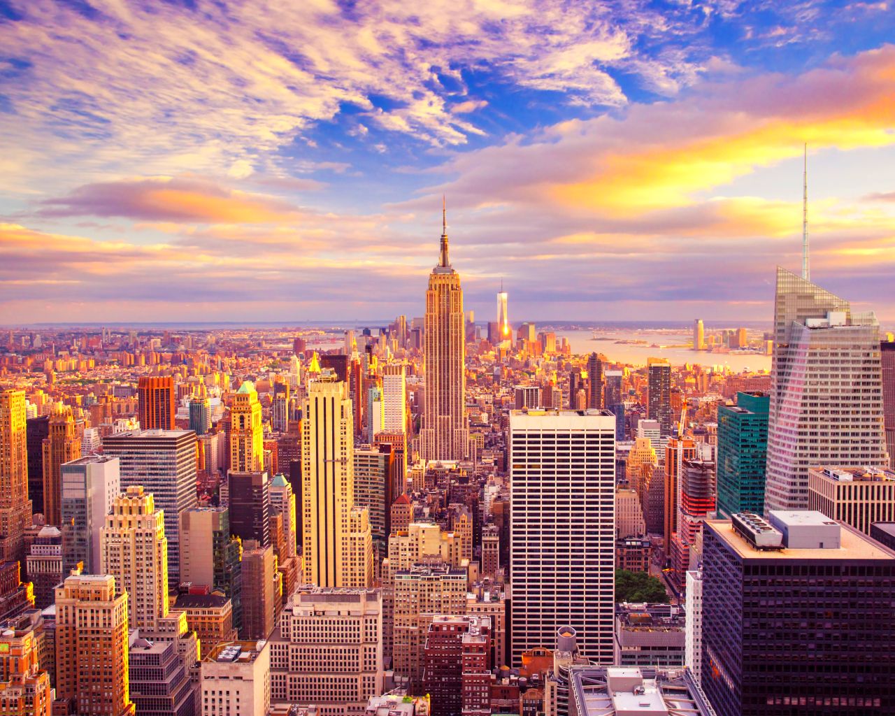 Skyline di New York al tramonto, 1280x1024 HD, Desktop