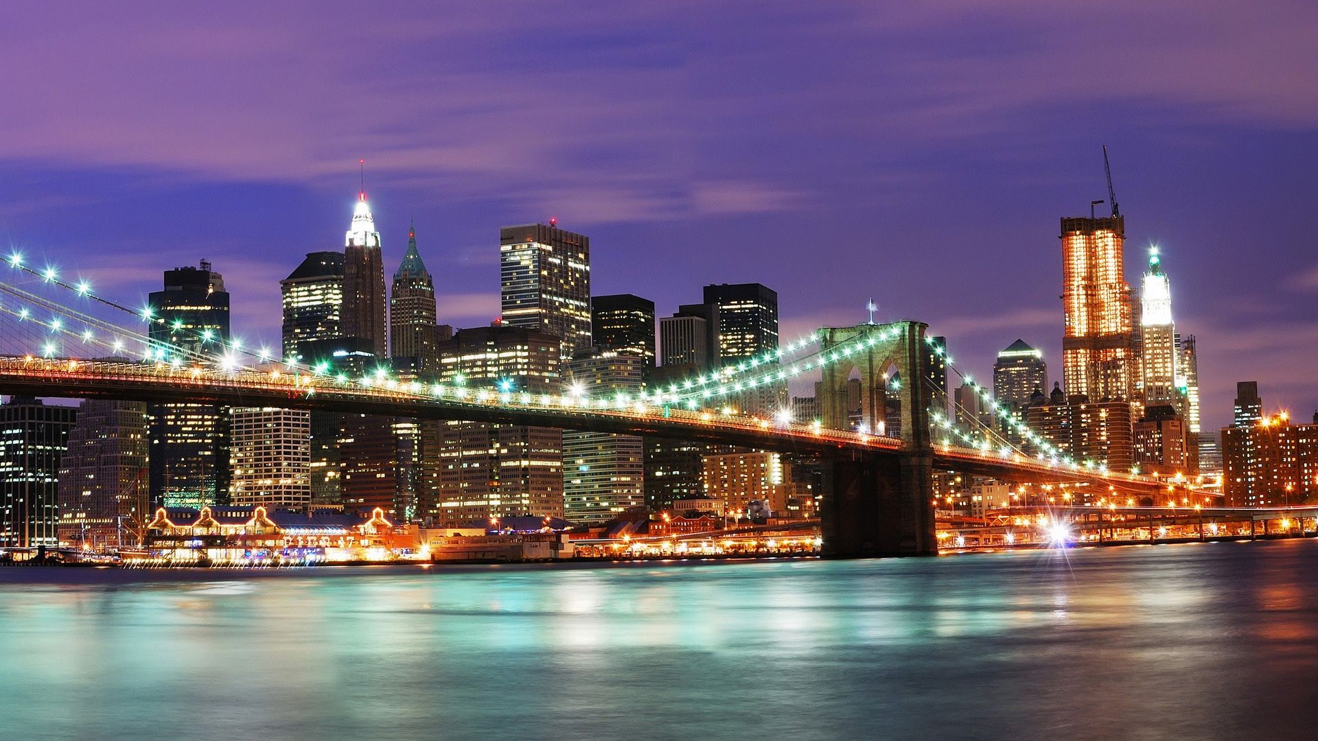 Ponte di Brooklyn notturno, 1920x1080 Full HD, Laptop