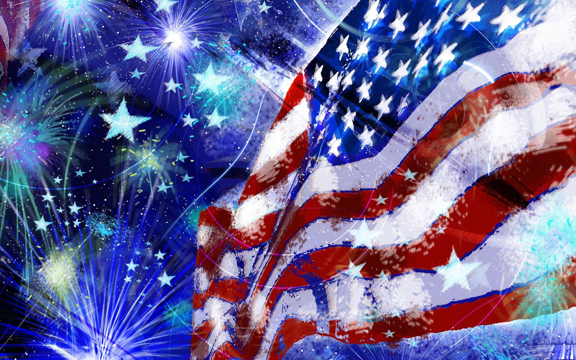 Bandiera USA con fuochi artificio, 1920x1200 Full HD+ WUXGA, Laptop