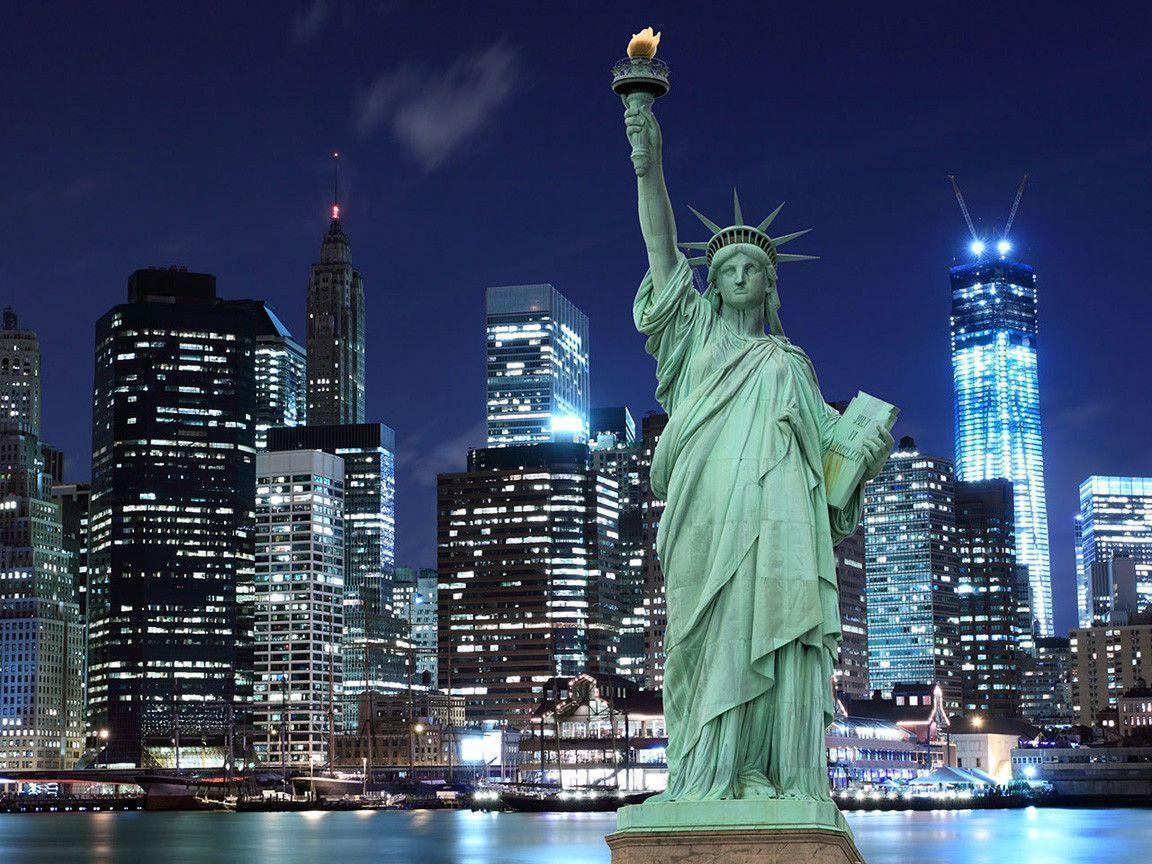 Statua della Libertà notturna New York, 1152x864 HD, iMac