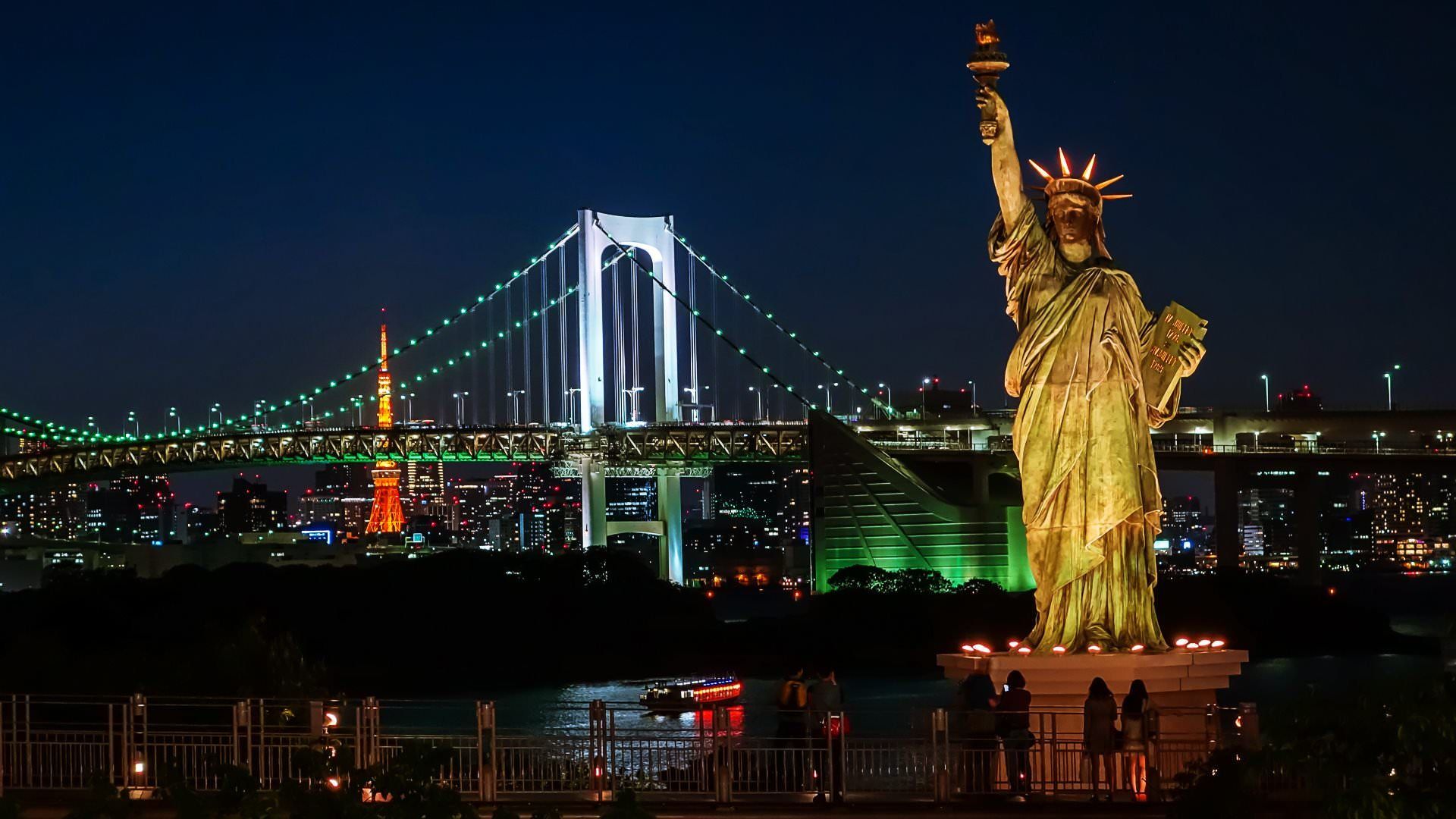 Statua della Libertà, Odaiba Tokyo, 1920x1080 Full HD 1080p, PC Desktop