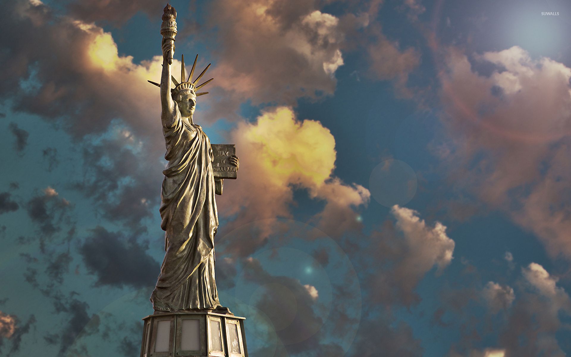 Statua della Libertà tra nuvole, 1920x1200 Full HD+, Laptop