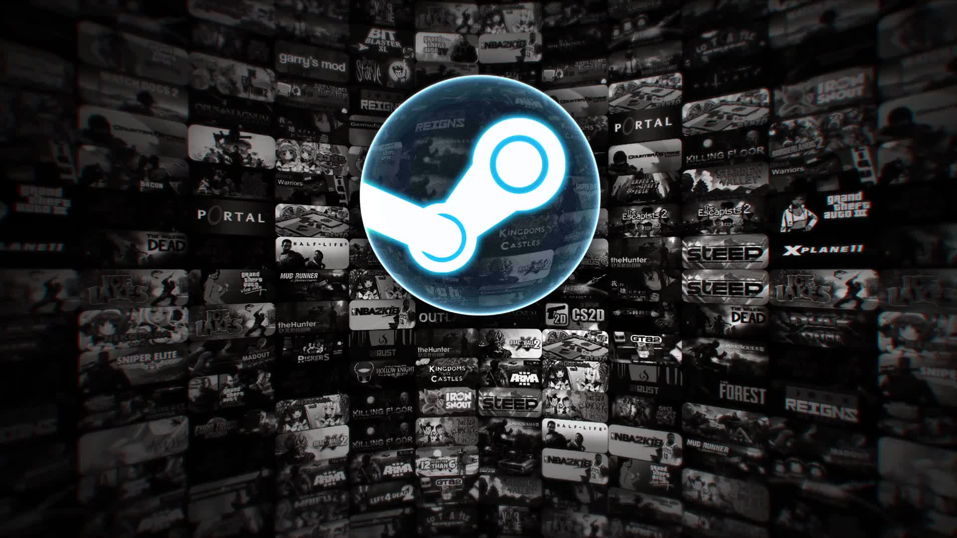 Logo Steam neon verde, 1920x1080 1080p, PC
