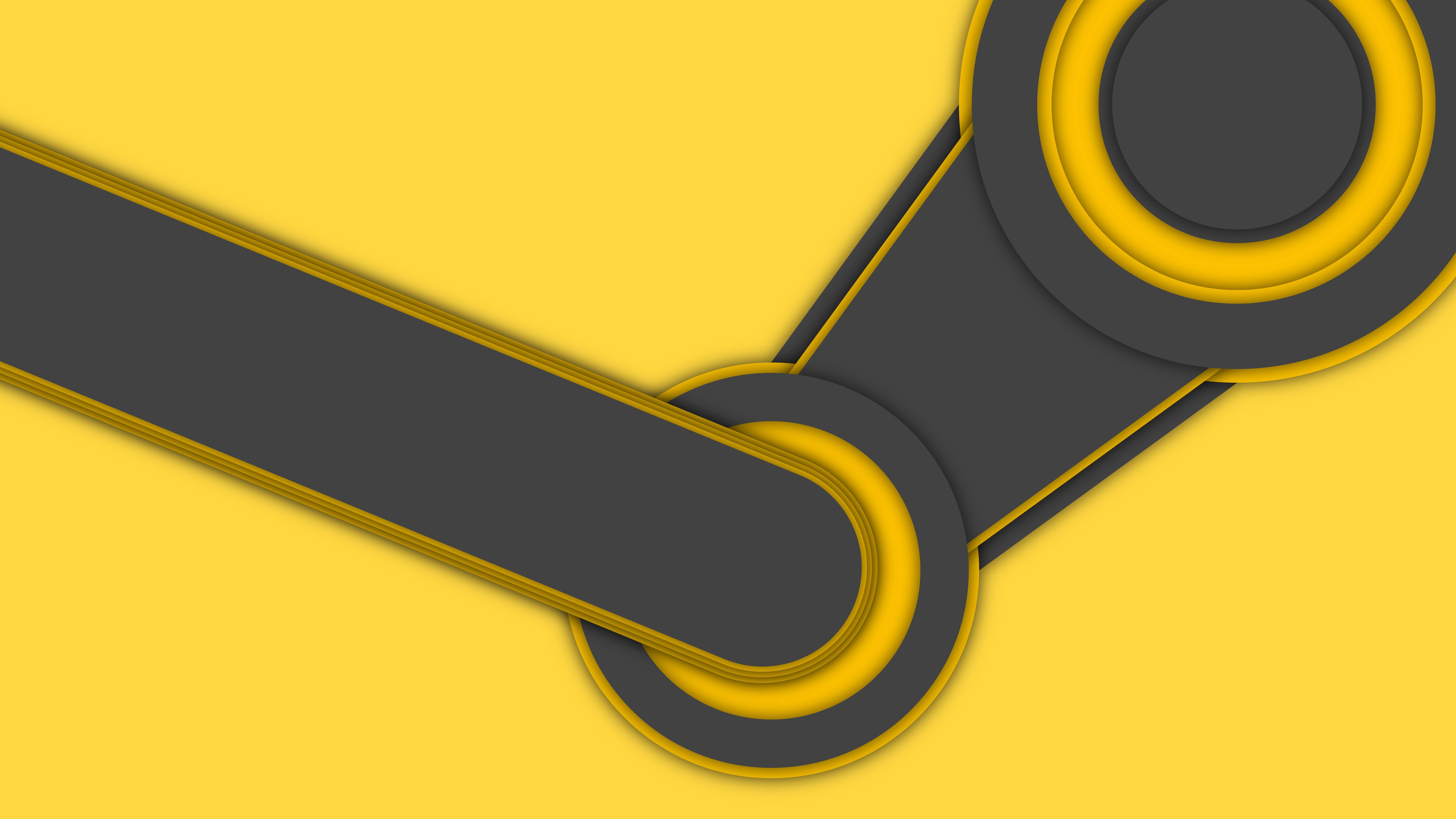 Logo Steam giallo minimal, 8000x4500 UHD, Monitor 4K