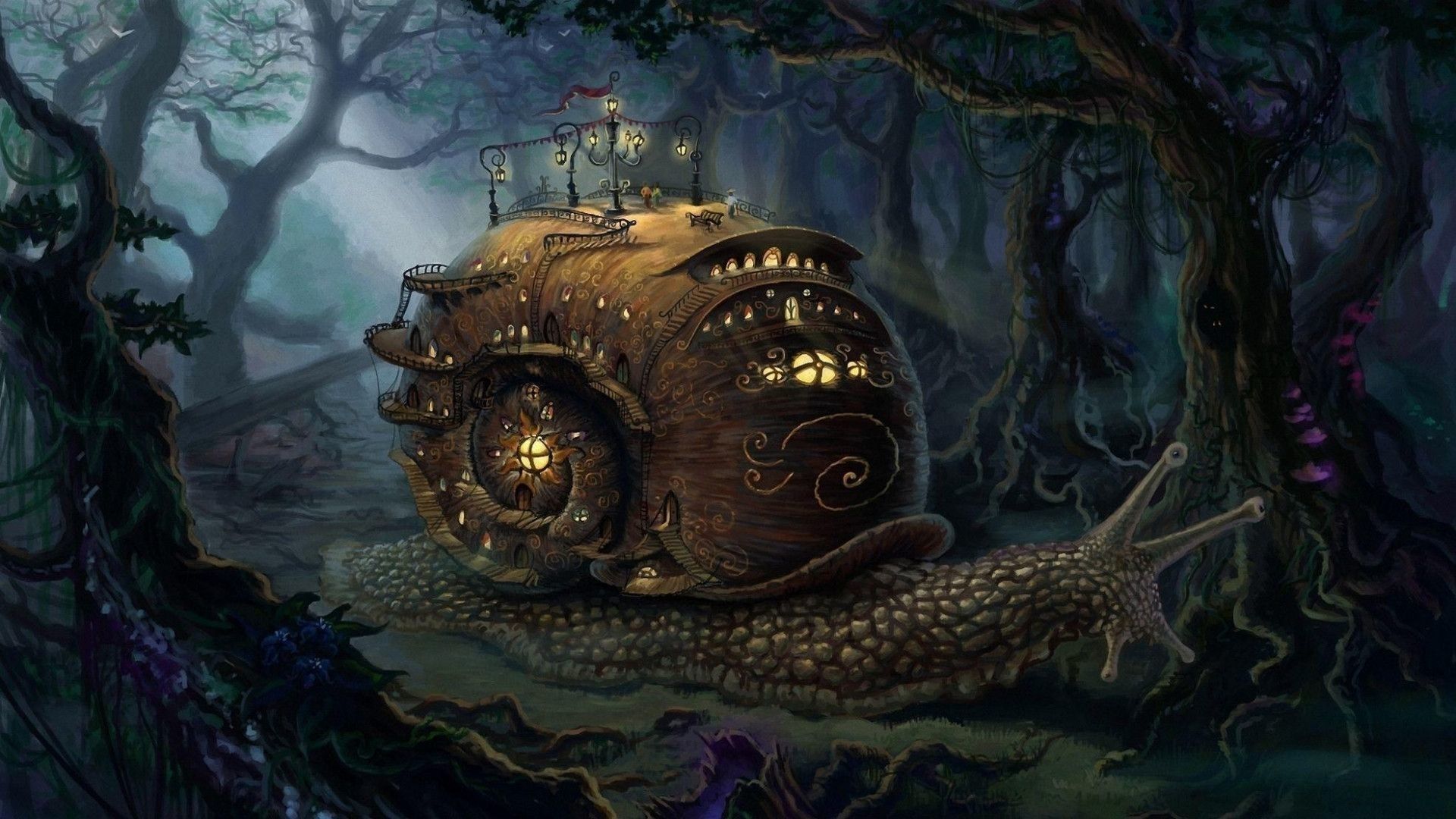 Casa lumaca steampunk foresta, 1920x1080 1080p, Desktop