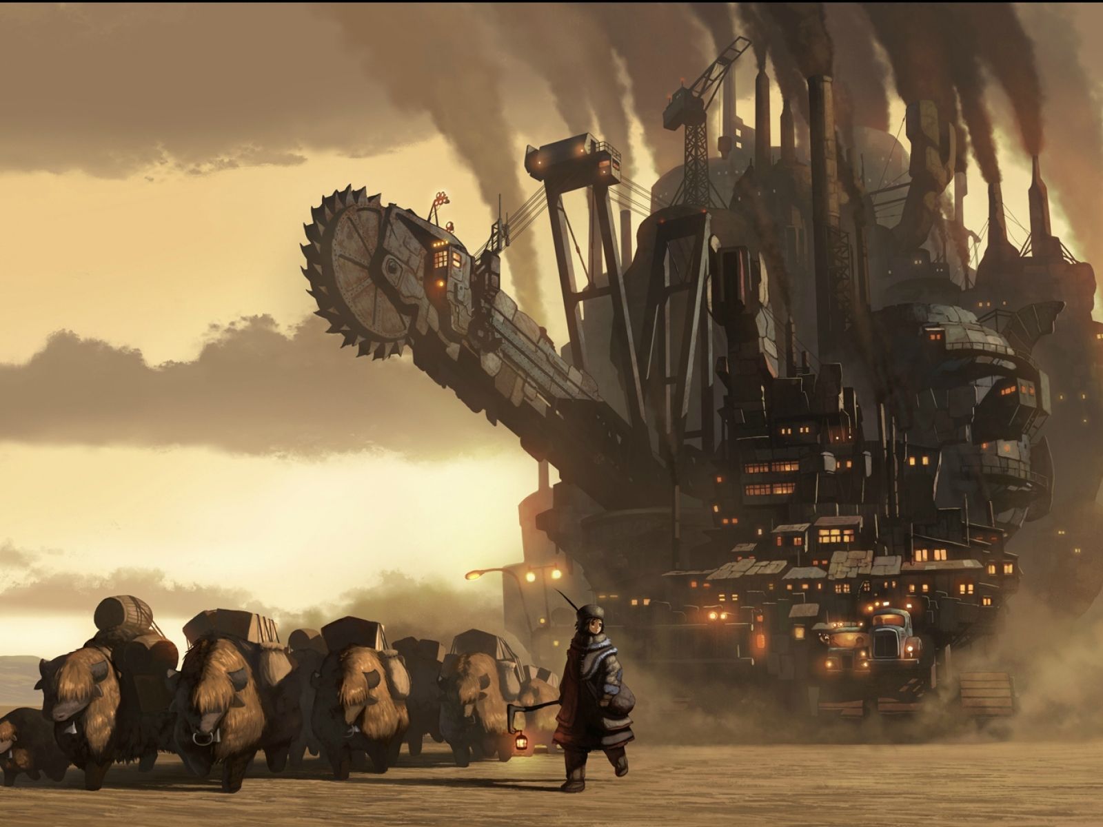 Macchina steampunk gigante nel deserto, 1600x1200 HD, Laptop