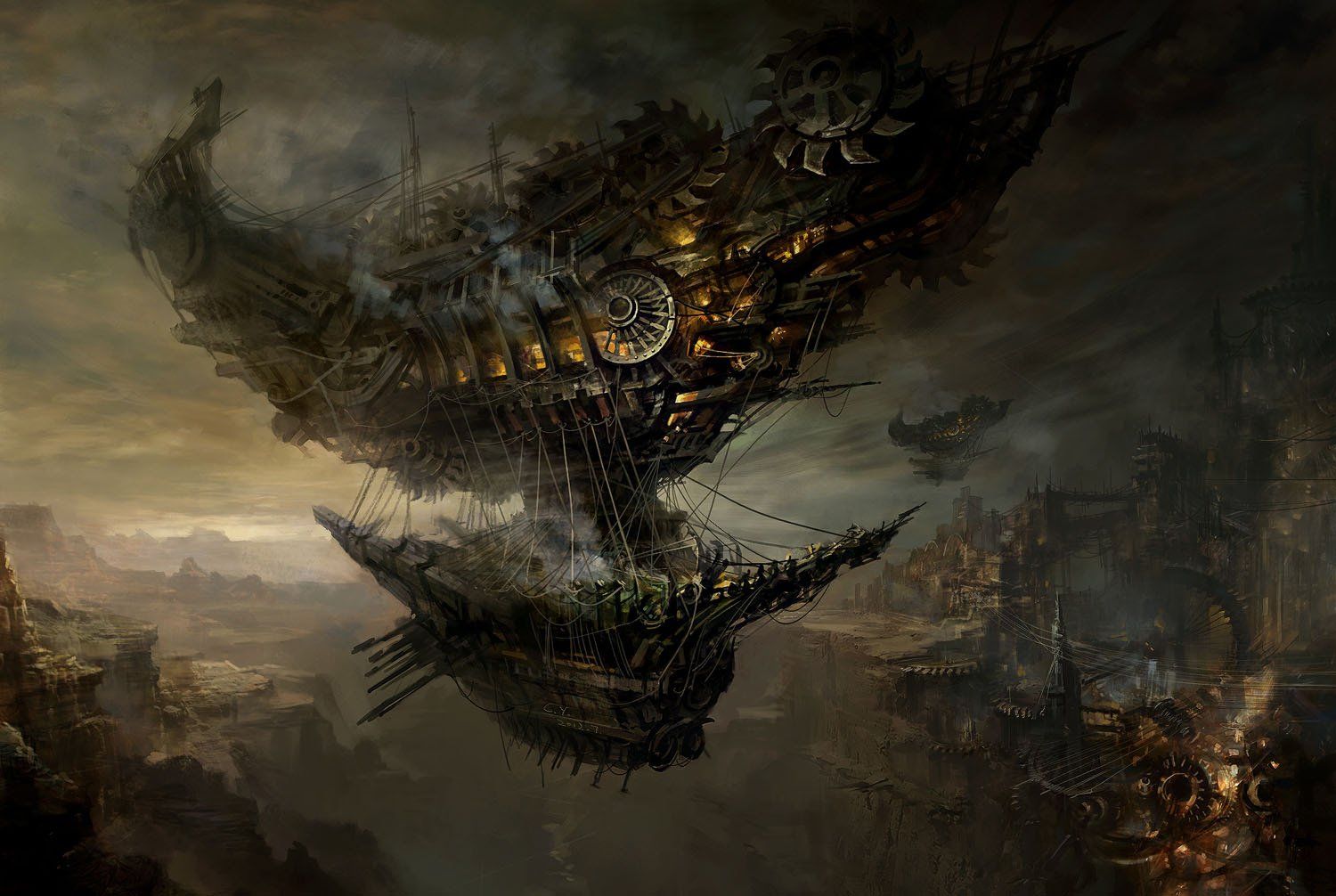Nave volante steampunk con ingranaggi, 1500x1006 HD, HP Laptop
