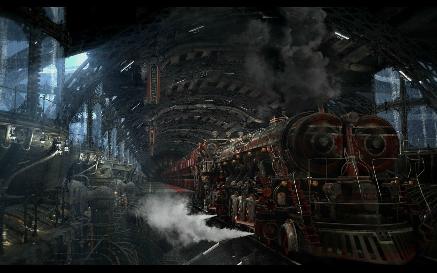 Treno a vapore stazione industriale, 1440x900 HD, Desktop