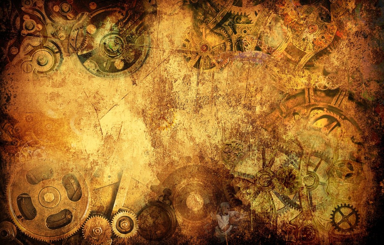 Ingranaggi meccanici sfondo grunge, 1332x850 720p, Laptop