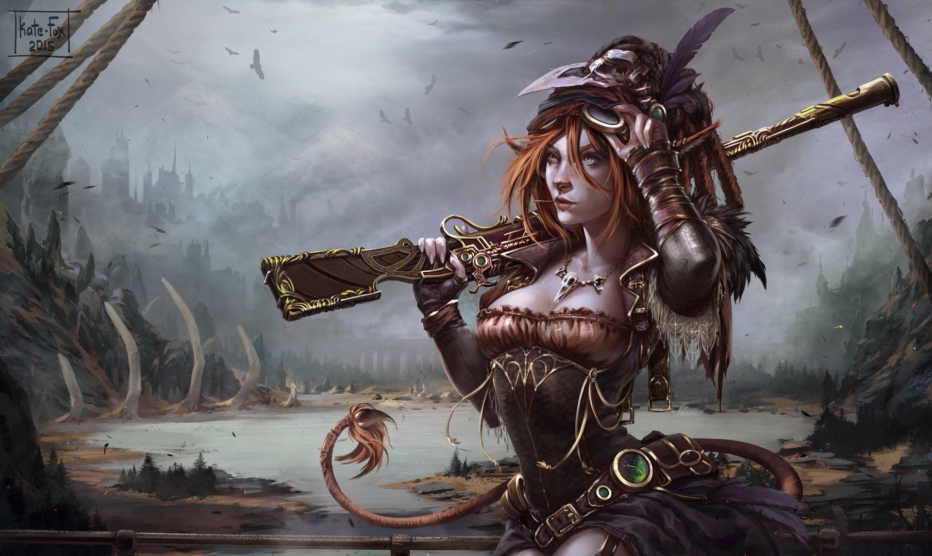 Donna pirata steampunk con fucile, 1920x1146 Full HD, PC Desktop