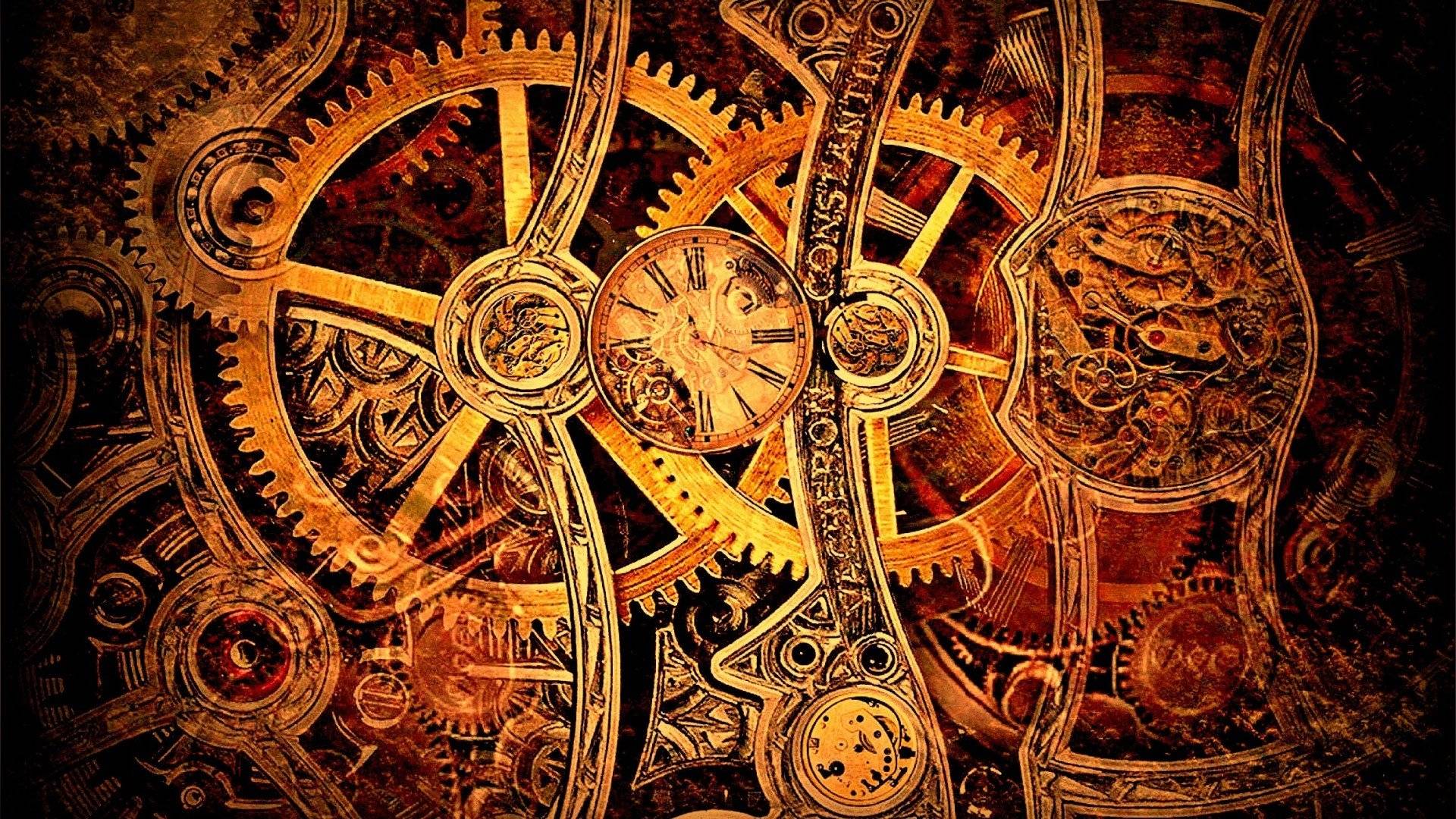 Ingranaggi meccanici steampunk dorati, 1920x1080 1080p, PC