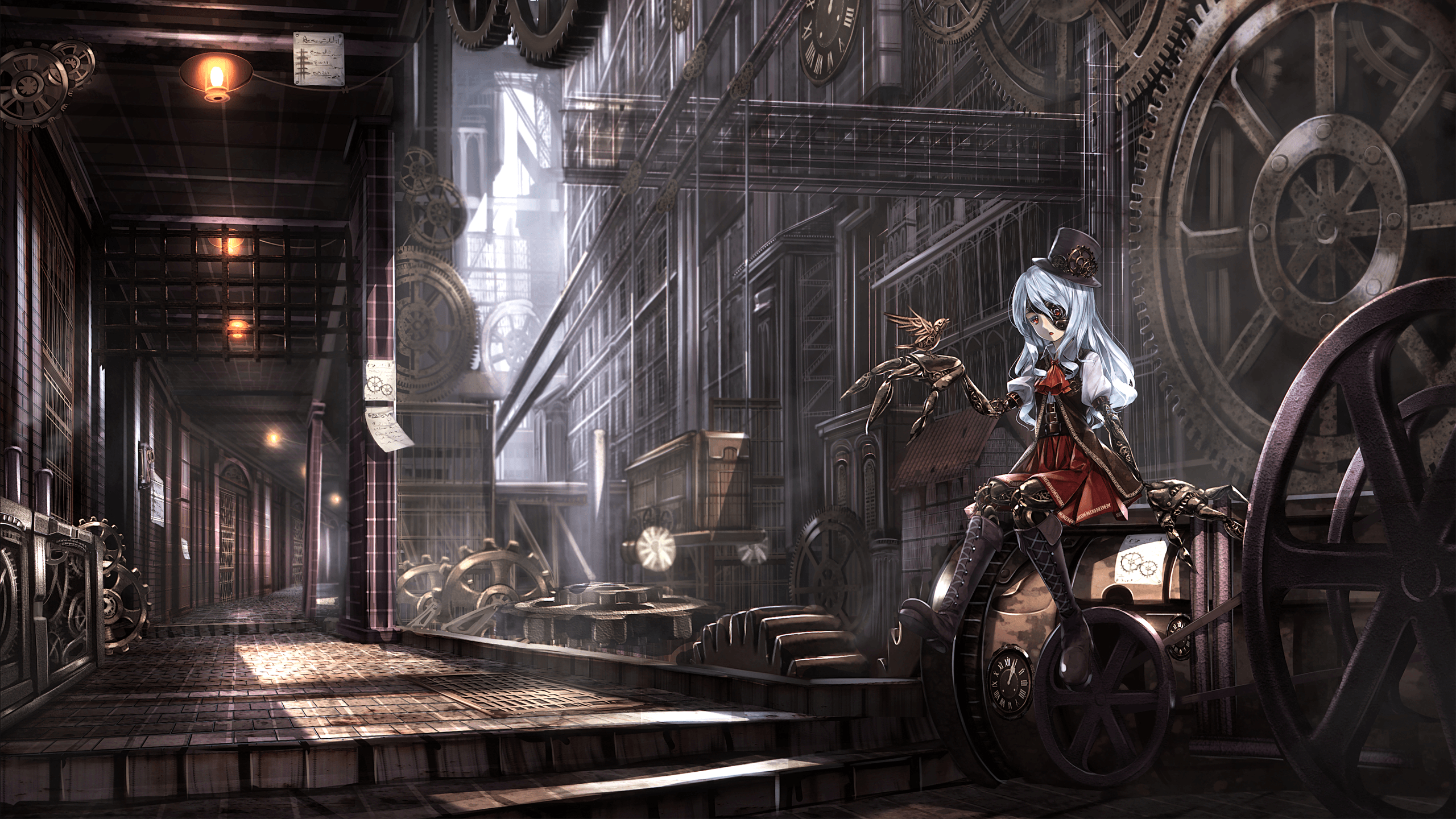 Città steampunk con ingranaggi, 2560x1440 1440p, Desktop